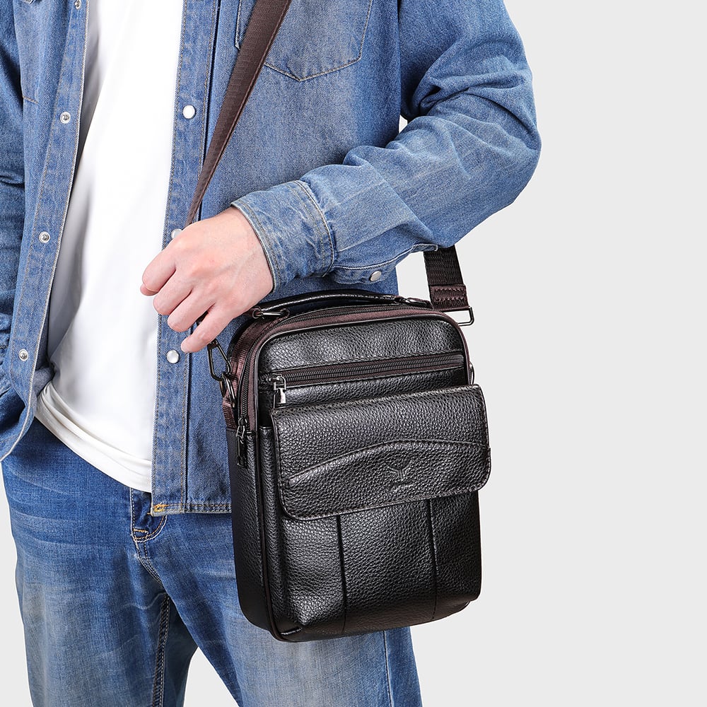 MORRAL DE CUERO VACUNO 6101 DISEÑO AMPLIO Y MODERNO - 2