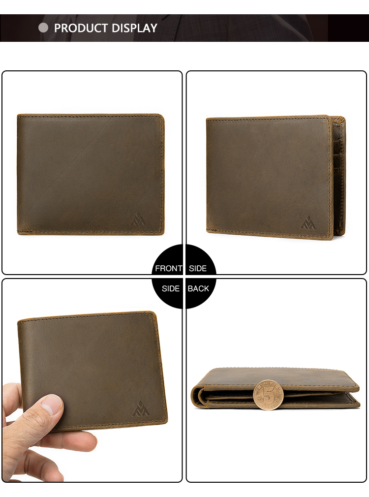 BILLETERA DE CUERO VACUNO DE ALTA GAMA DISEÑO CLÁSICO 8808 CON RFID - 8