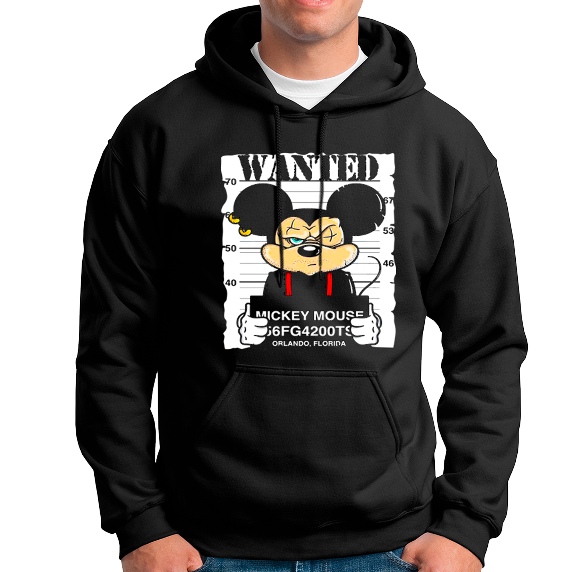 POLERA UNISEX ODIN2013 CON CAPUCHA PERSONALIZADA MOTIVO MICKEY MOUSE DISNEY WANTED 03 - 1