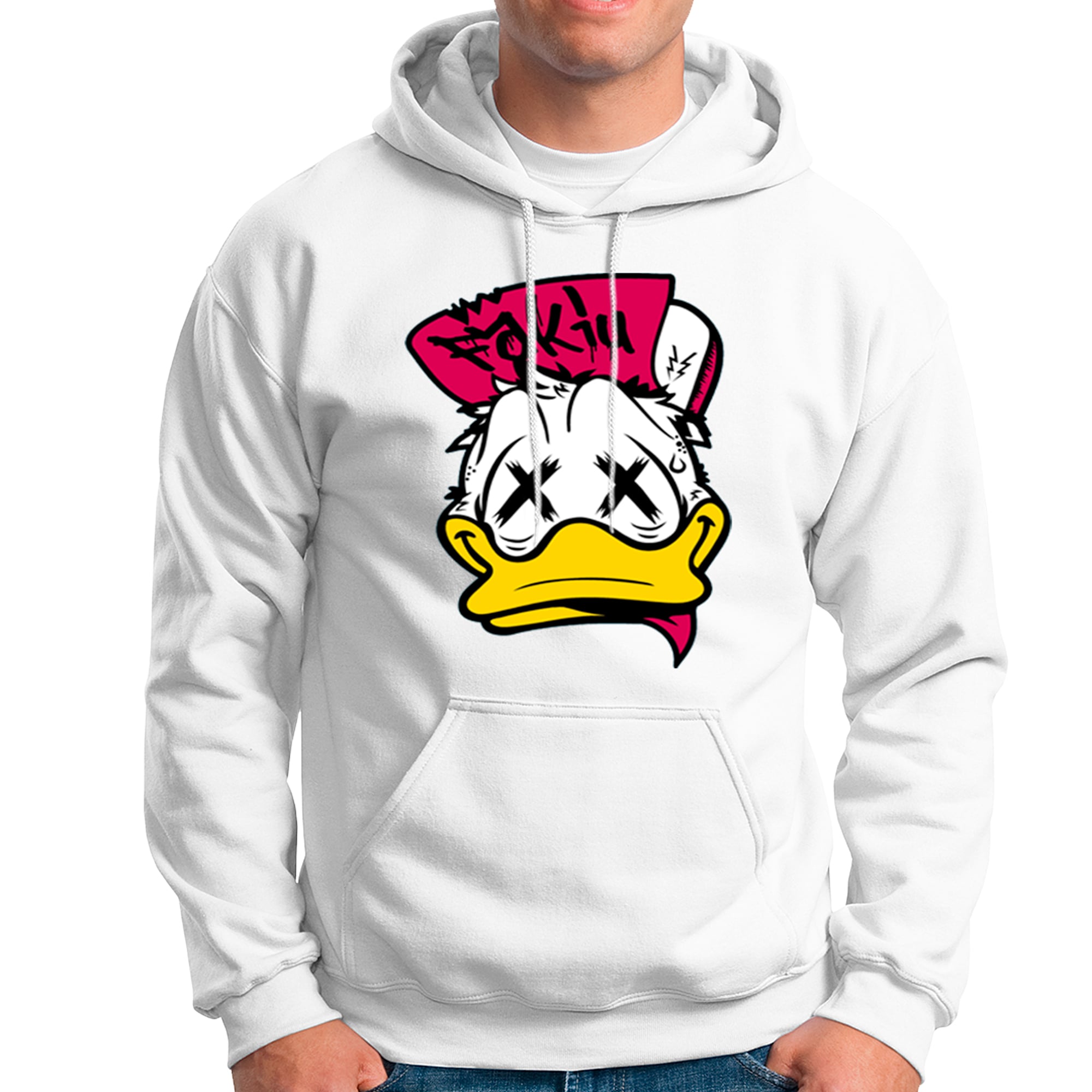 POLERA UNISEX ODIN2013 CON CAPUCHA PERSONALIZADA MOTIVO PATO DONALD FUCKING 01 - 1