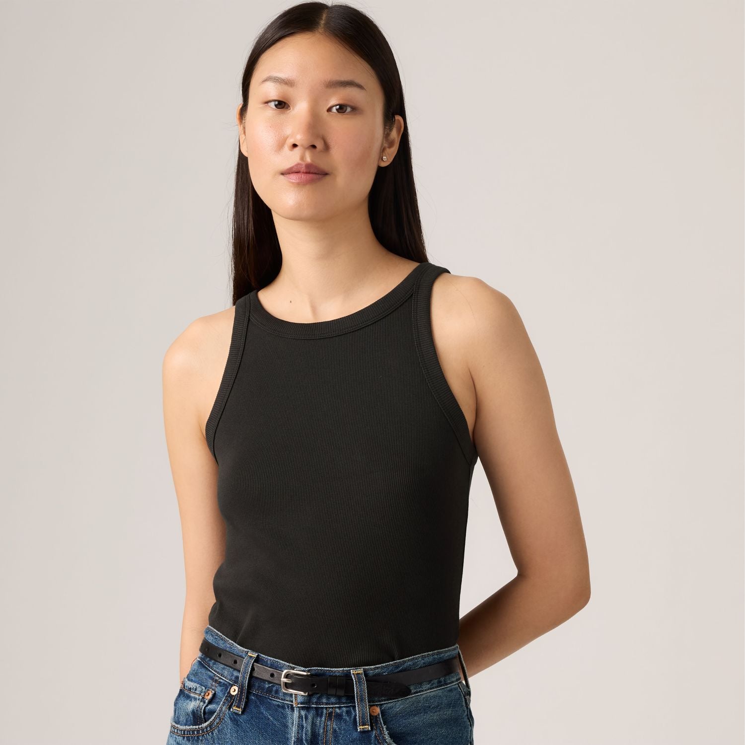 POLO MUJER RACER TANK LOGO PORTER NEGRO LEVIS A3381-0001 - 3