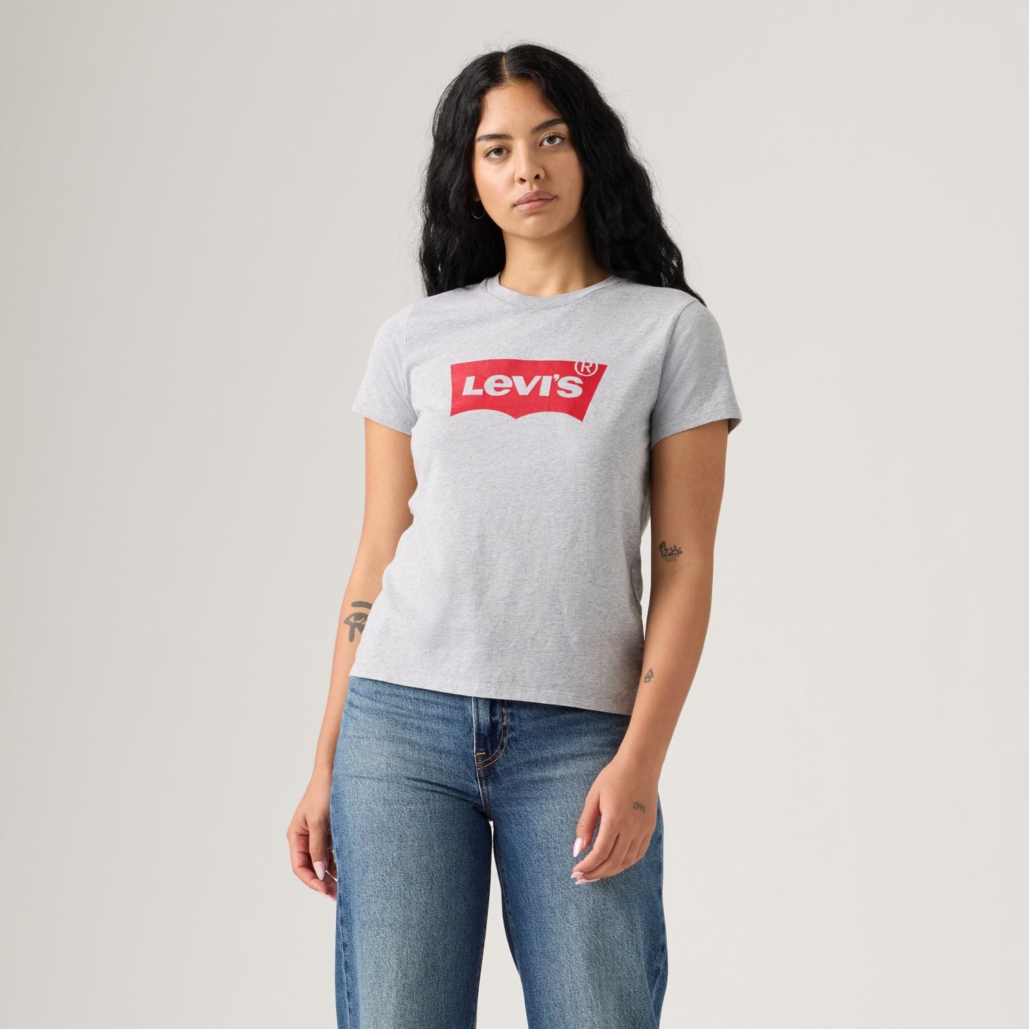POLO MANGA CORTA ALGODÓN MUJER LEVI'S GRIS LISA LOGO BATWING 17369 1690 - 1