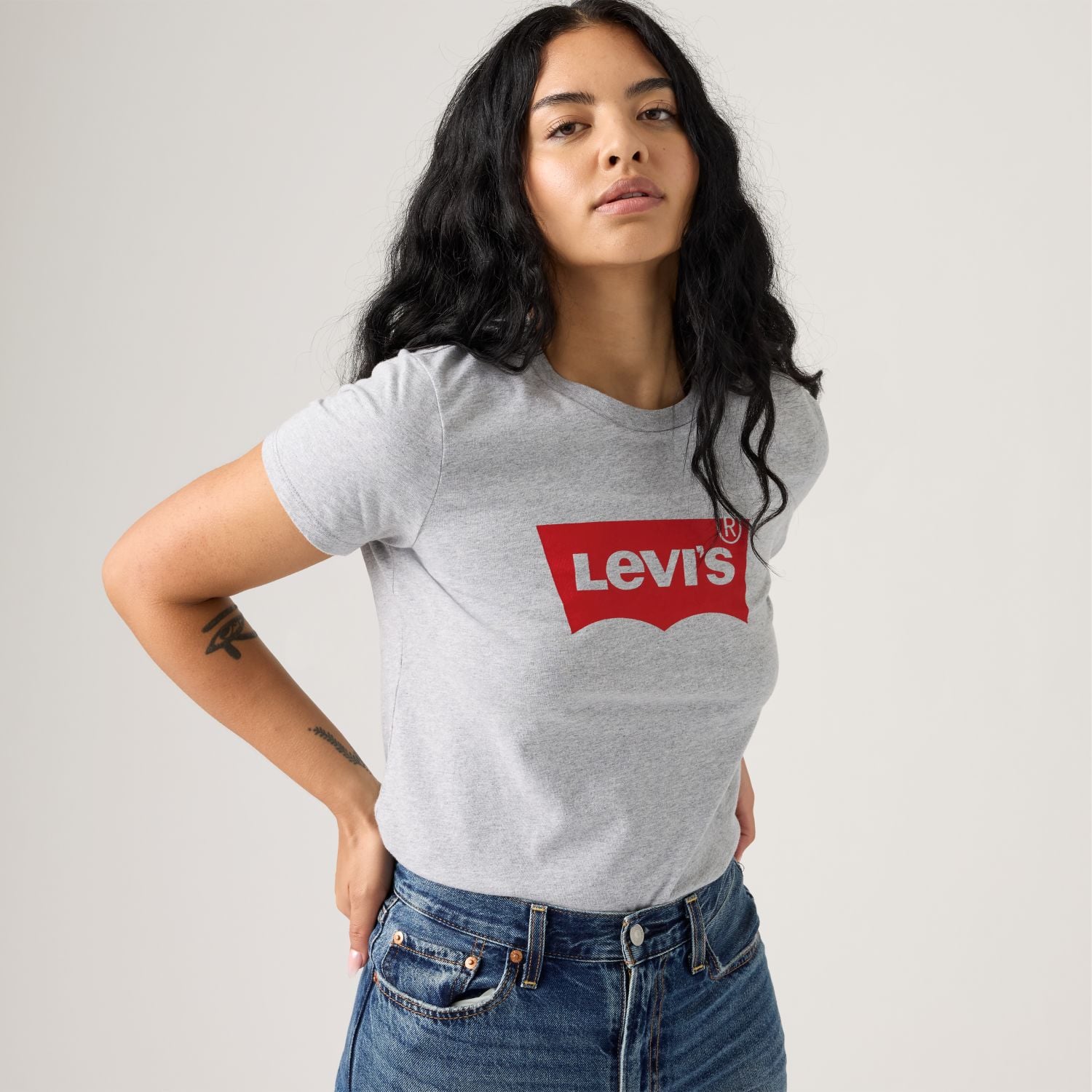 POLO MANGA CORTA ALGODÓN MUJER LEVI'S GRIS LISA LOGO BATWING 17369 1690 - 2
