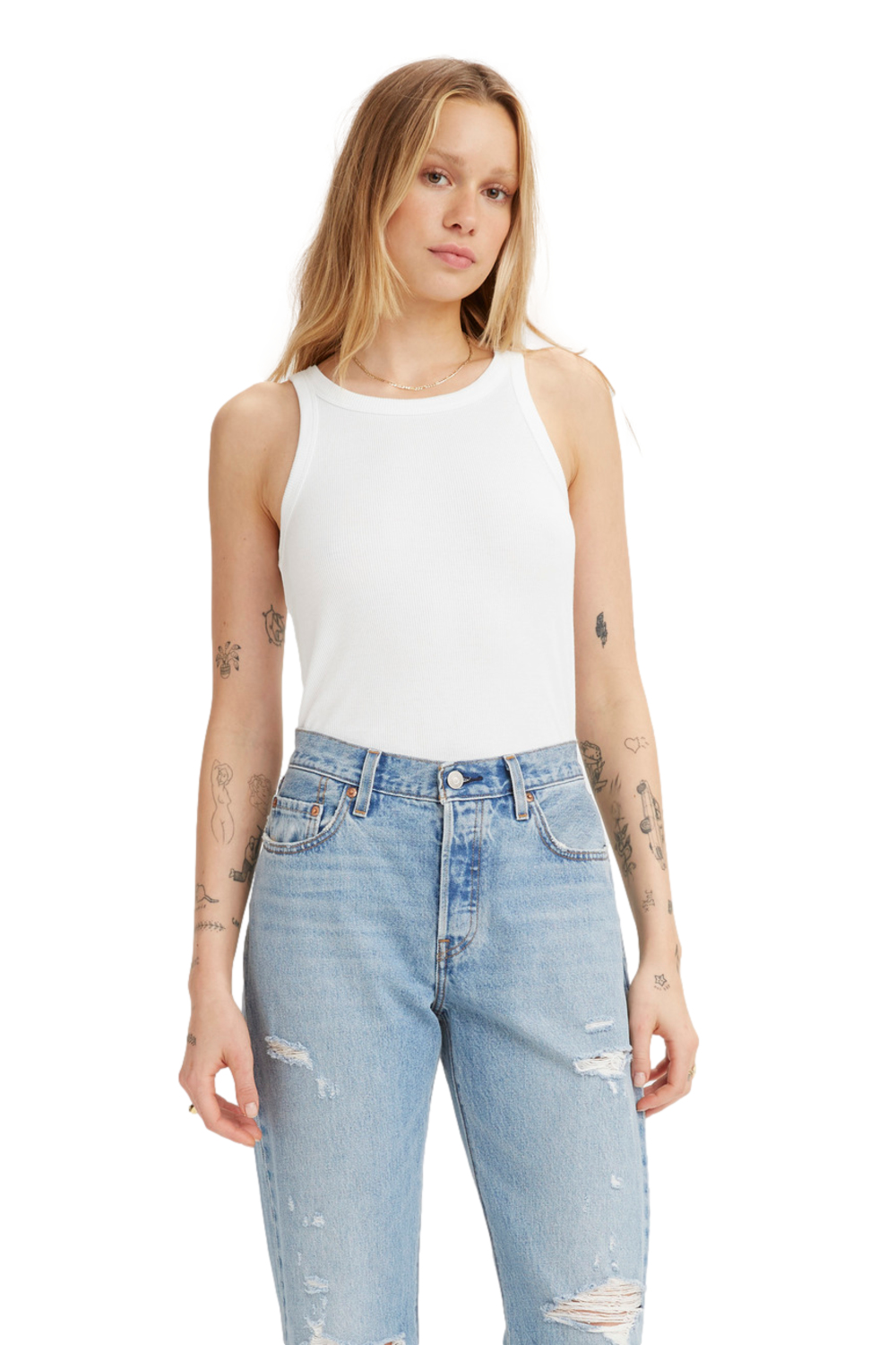 POLO MUJER LISA SIN MANGAS BLANCO LEVIS A3381-0000 - 1