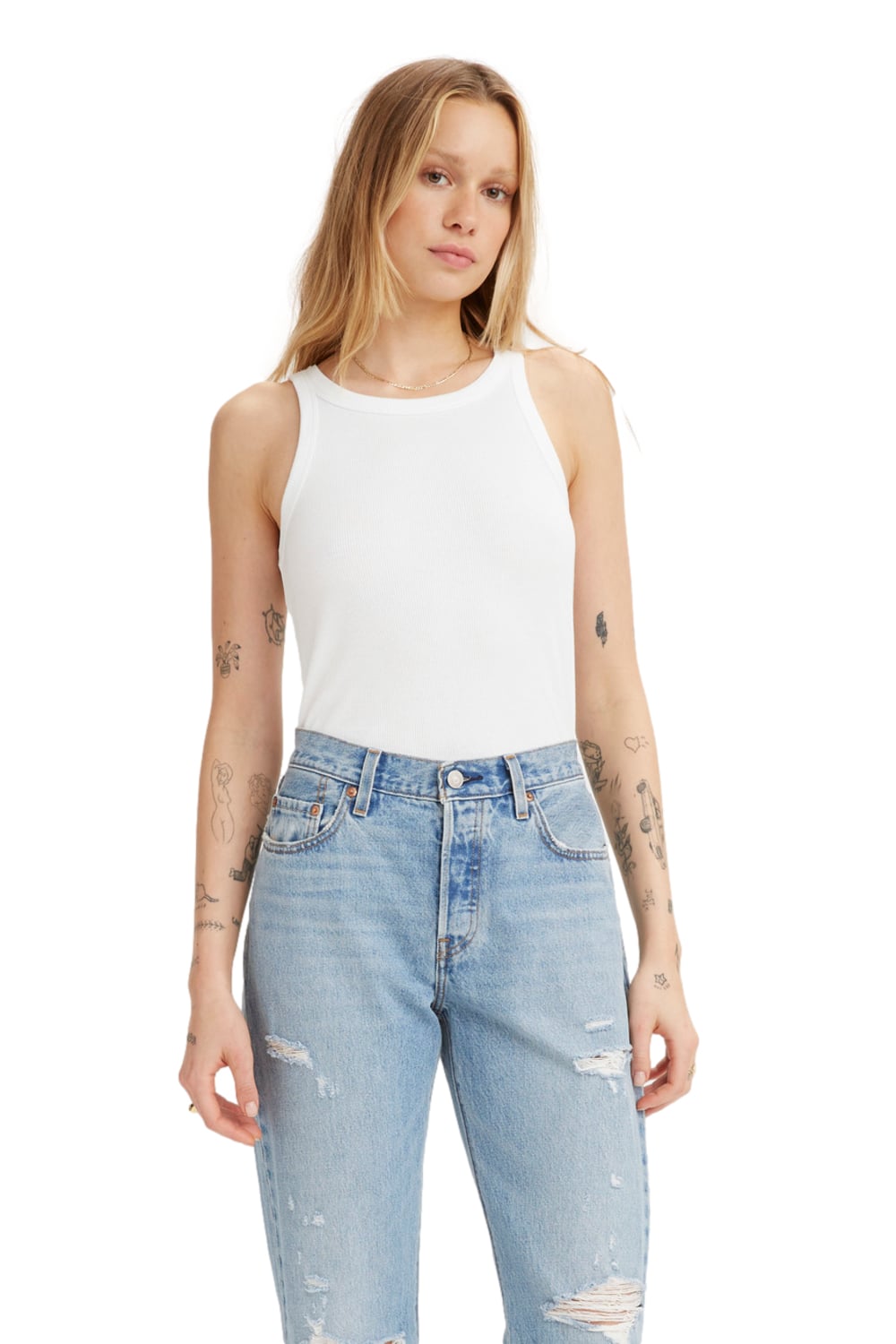 POLO MUJER LISA SIN MANGAS BLANCO LEVIS A3381-0000 - 1
