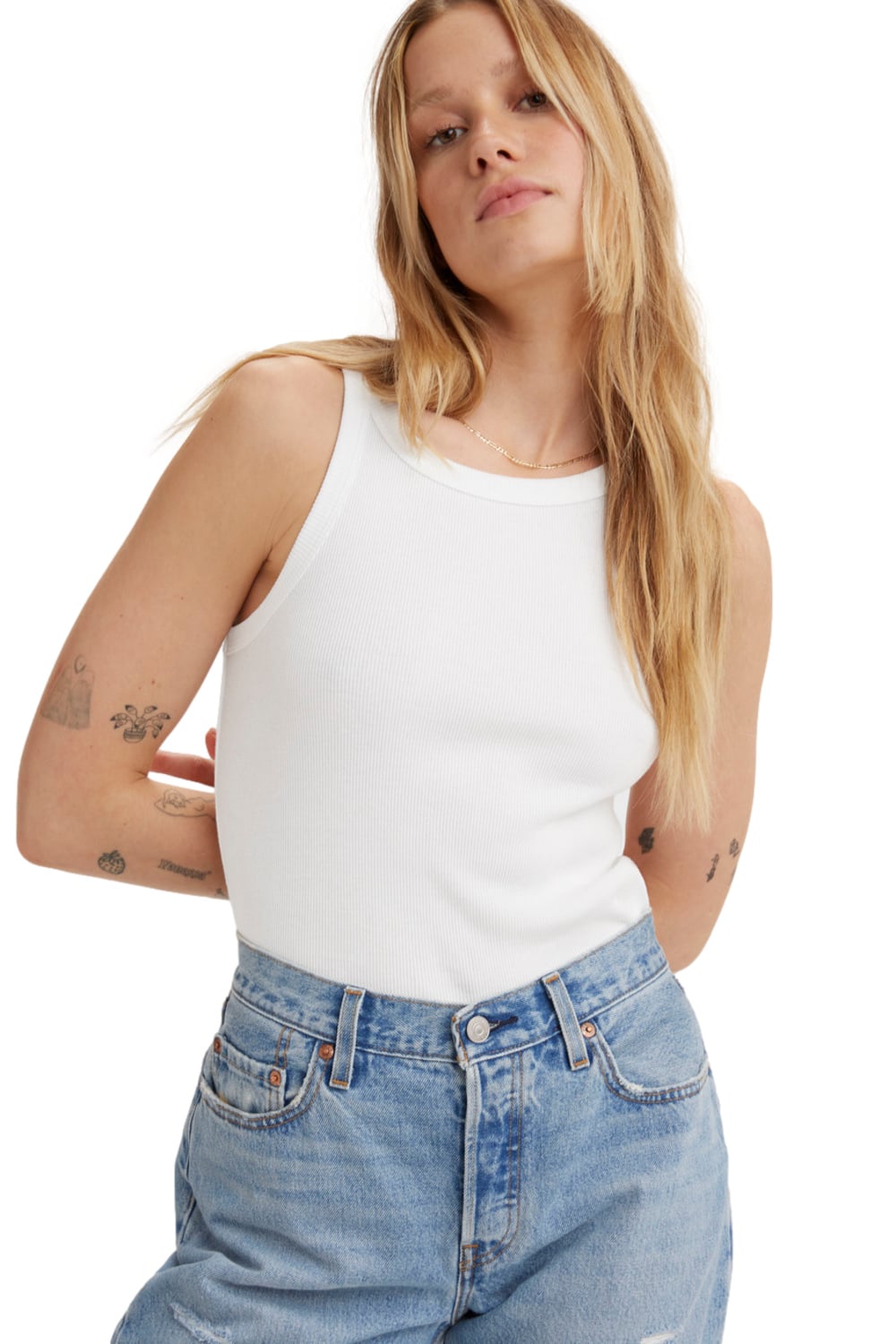 POLO MUJER LISA SIN MANGAS BLANCO LEVIS A3381-0000 - 3