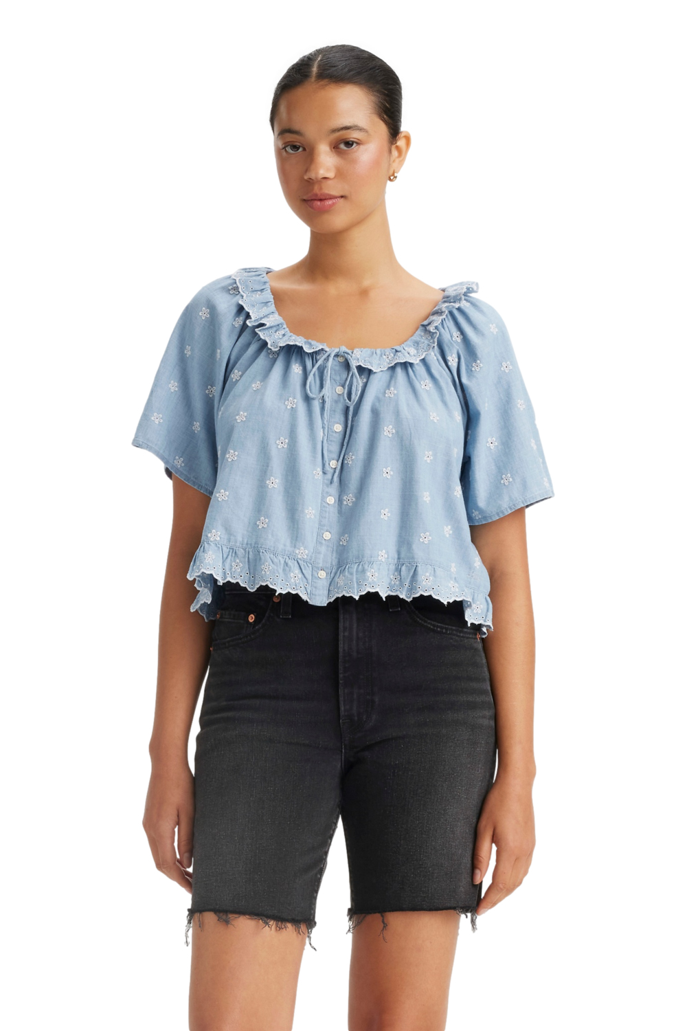 BLUSA MUJER LYCA MANGA CORTA CELESTE LEVIS A8675-0011 - 1