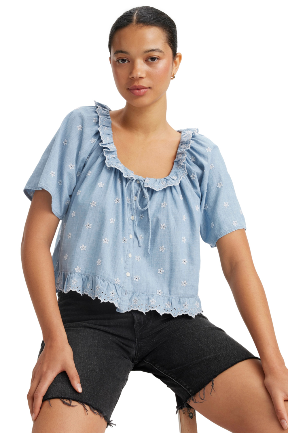 BLUSA MUJER LYCA MANGA CORTA CELESTE LEVIS A8675-0011 - 3