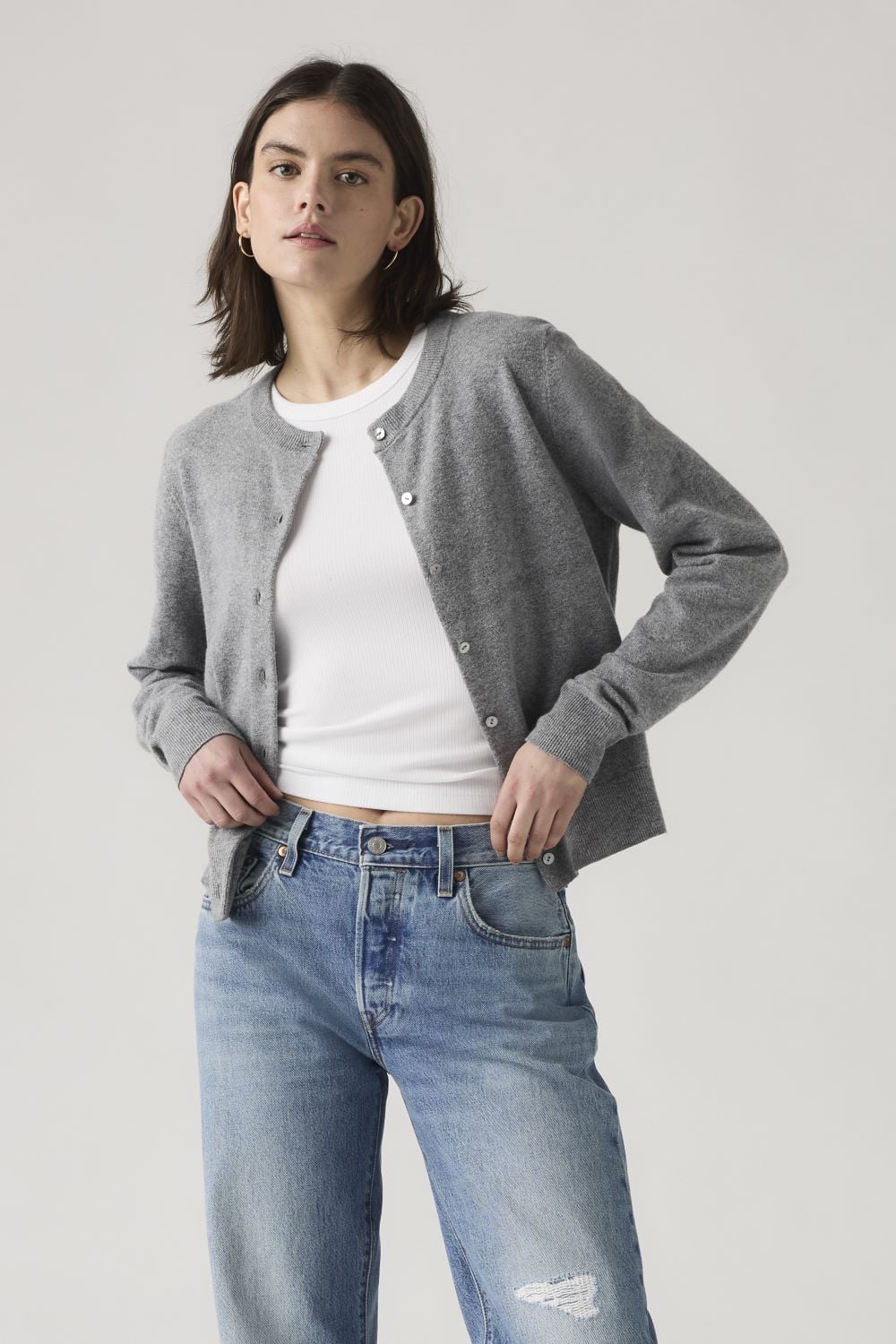 CHOMPA MUJER TARA SUPER SOFT CARDI GRIS LEVIS 0037P-0001 - 1