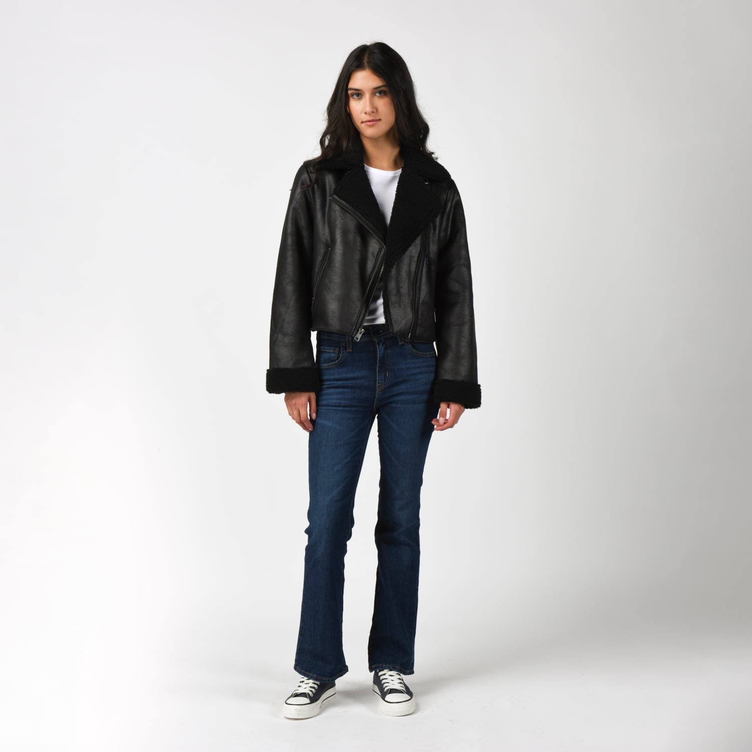 CASACA MUJER SHERPA SHORT MOTO NEGRO LEVIS 59544-0716 - 4