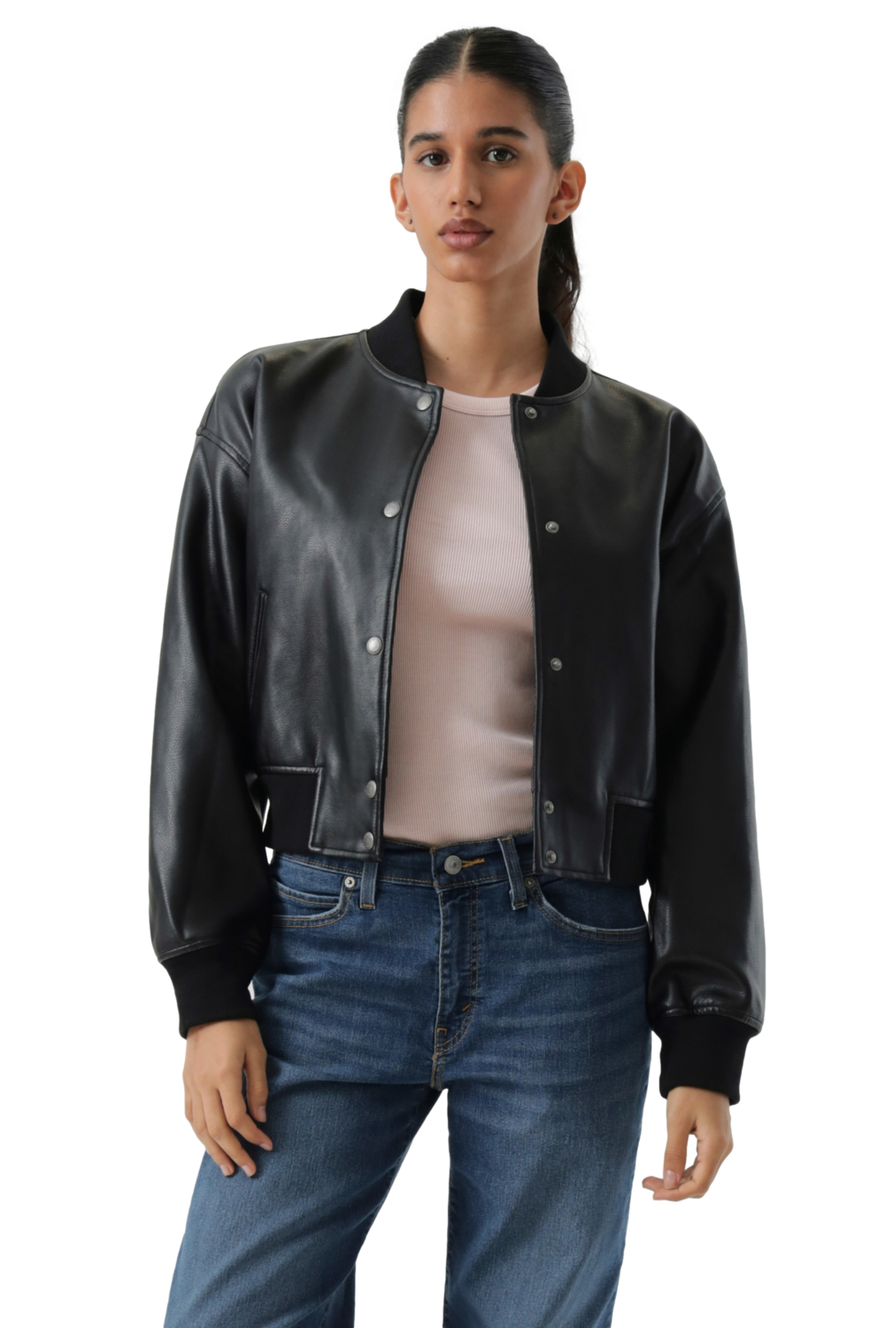 CASACA MUJER CROPPED VARSITY BOMBER NEGRO LEVIS 59544-0732 - 1