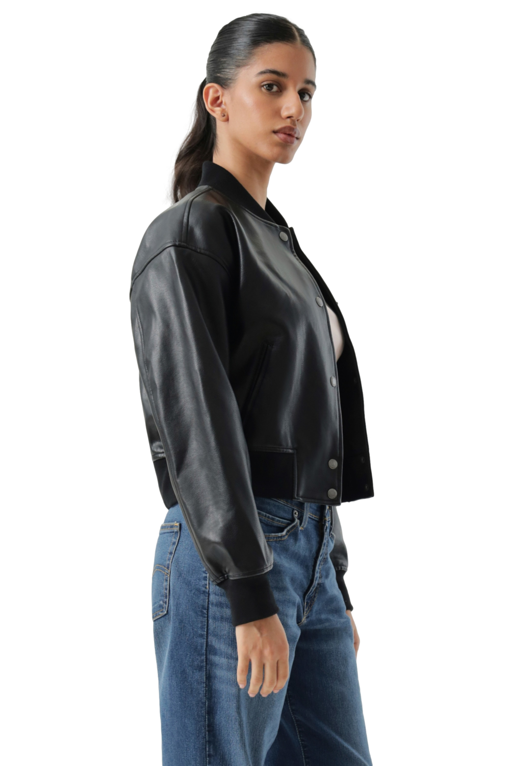 CASACA MUJER CROPPED VARSITY BOMBER NEGRO LEVIS 59544-0732 - 2