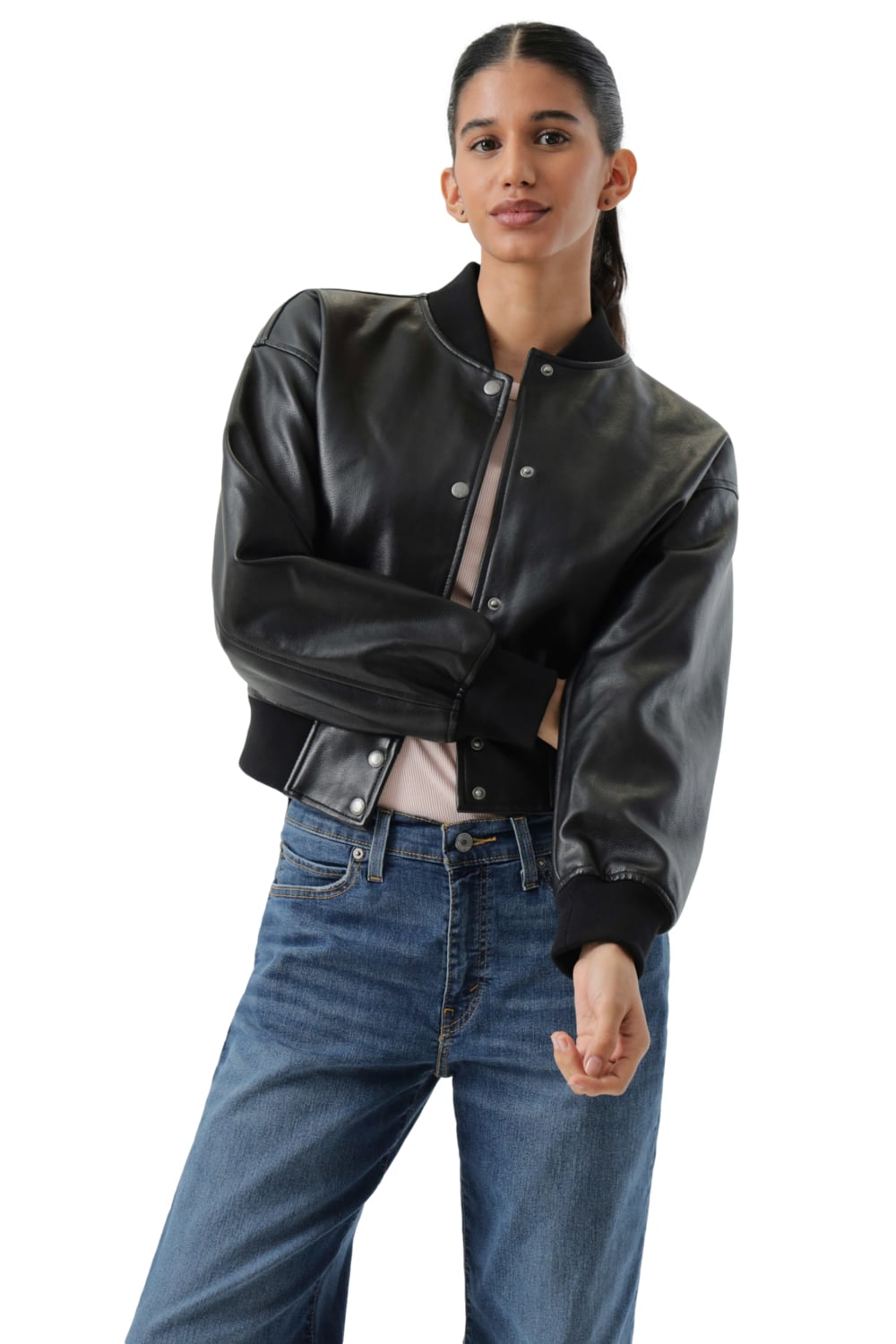 CASACA MUJER CROPPED VARSITY BOMBER NEGRO LEVIS 59544-0732 - 5