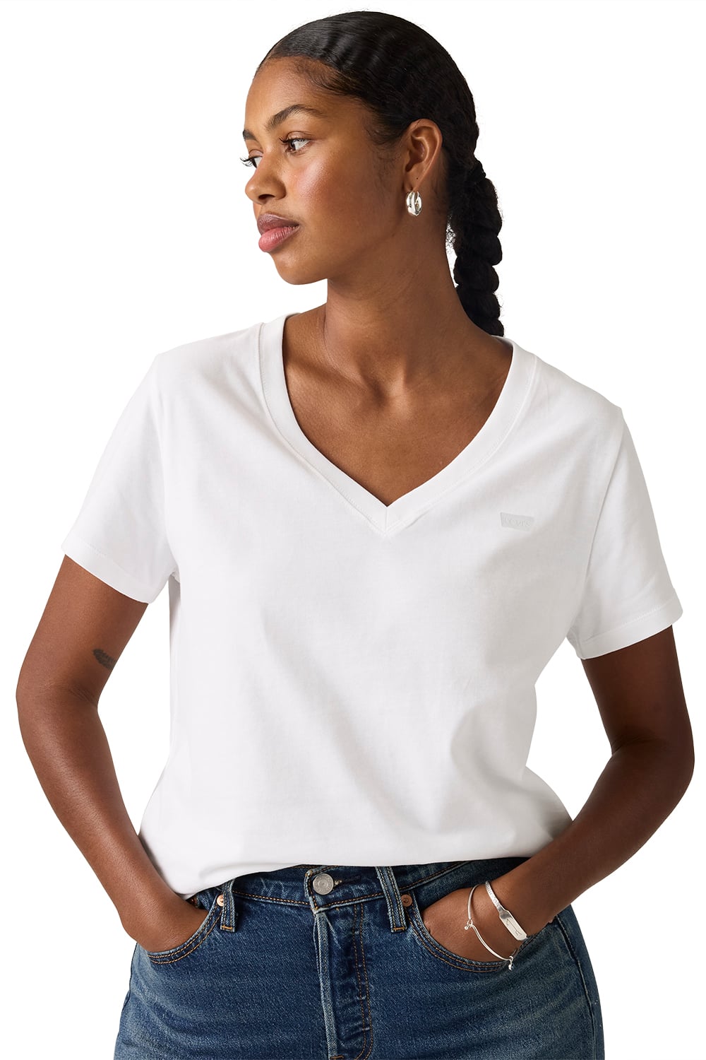 POLO MUJER FAVORITE V-NECK HM BLANCO LEVIS 005J6-0011 - 3