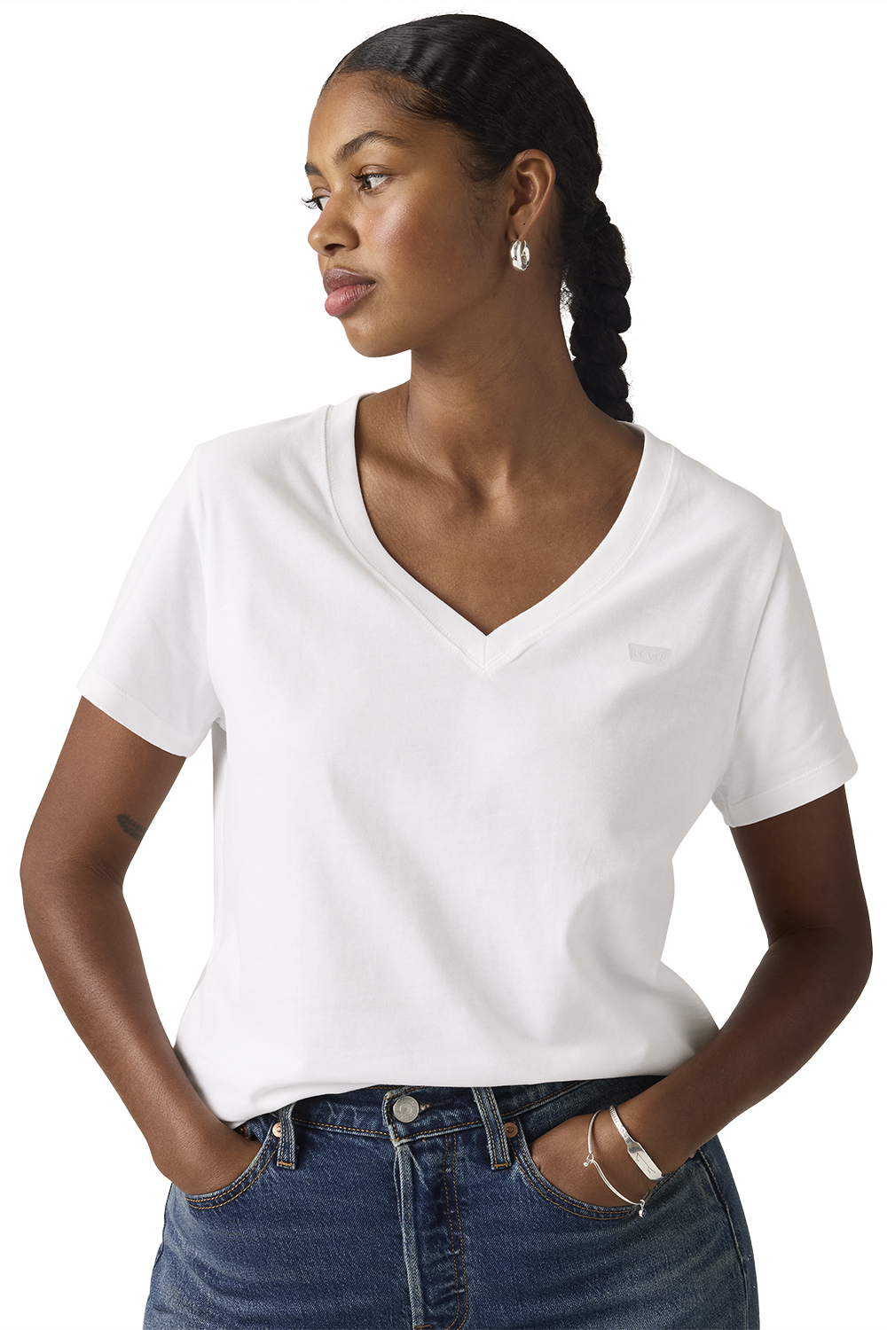 POLO MUJER FAVORITE V-NECK HM BLANCO LEVIS 005J6-0011 - 3