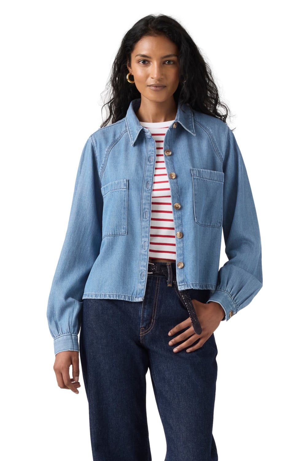 BLUSA MUJER TINI LS UTILITY SHIRT AZUL LEVIS 005EV-0007 - 1