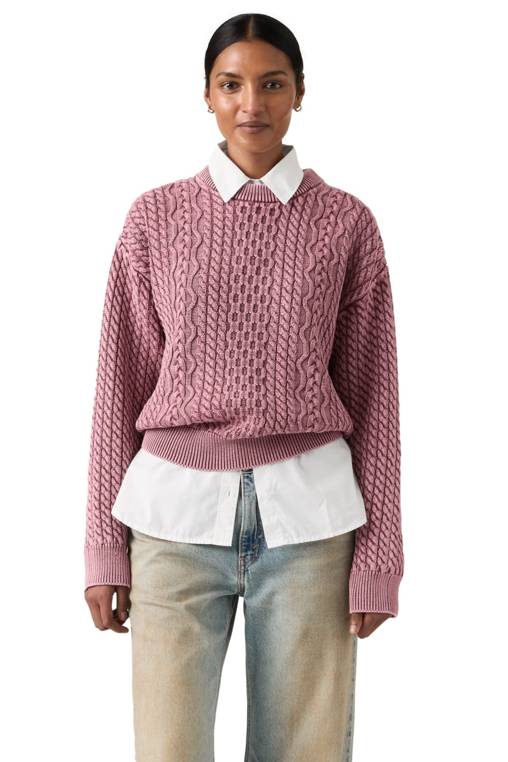 CHOMPA MUJER LEILAH CABLE CREWNECK ROSADO LEVIS 0063A-0000 - 1