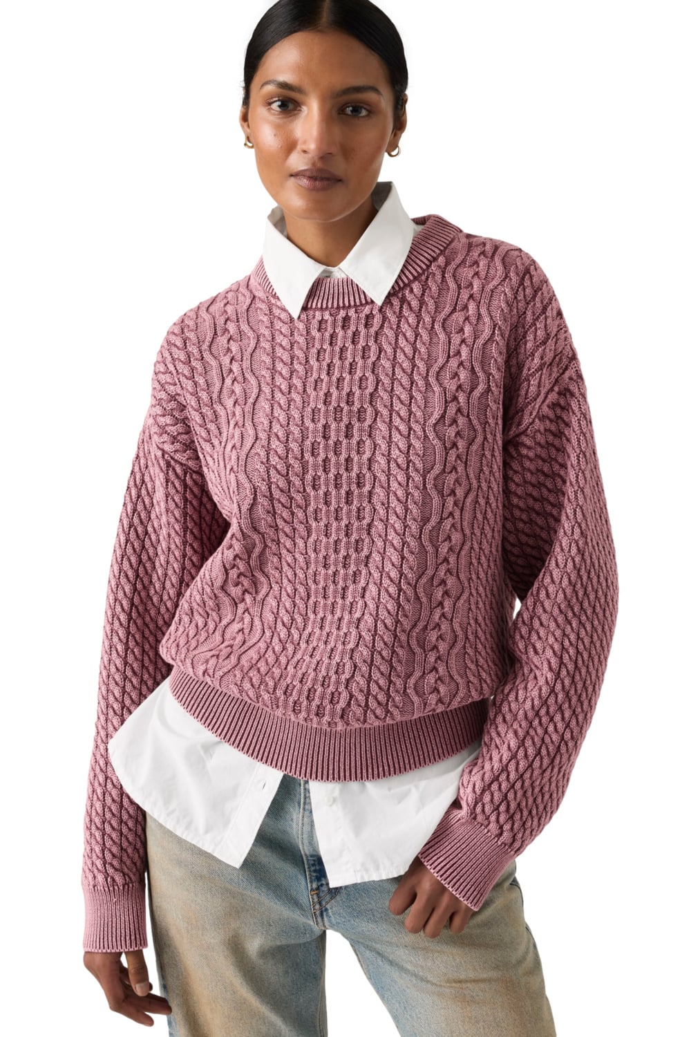 CHOMPA MUJER LEILAH CABLE CREWNECK ROSADO LEVIS 0063A-0000 - 3