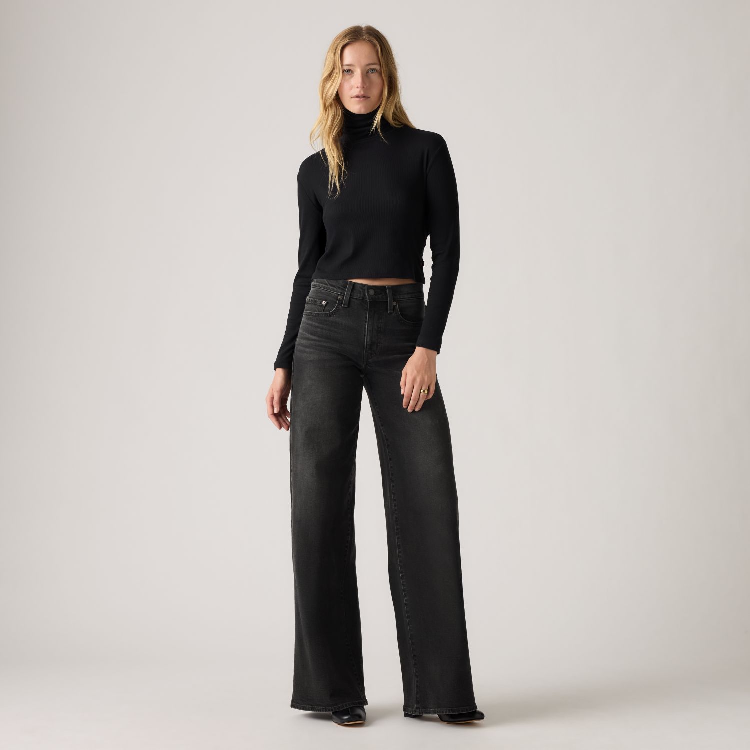 JEANS MUJER 728 HIGH RISE WIDE LEG NEGRO LEVIS 0039B-0000 - 4