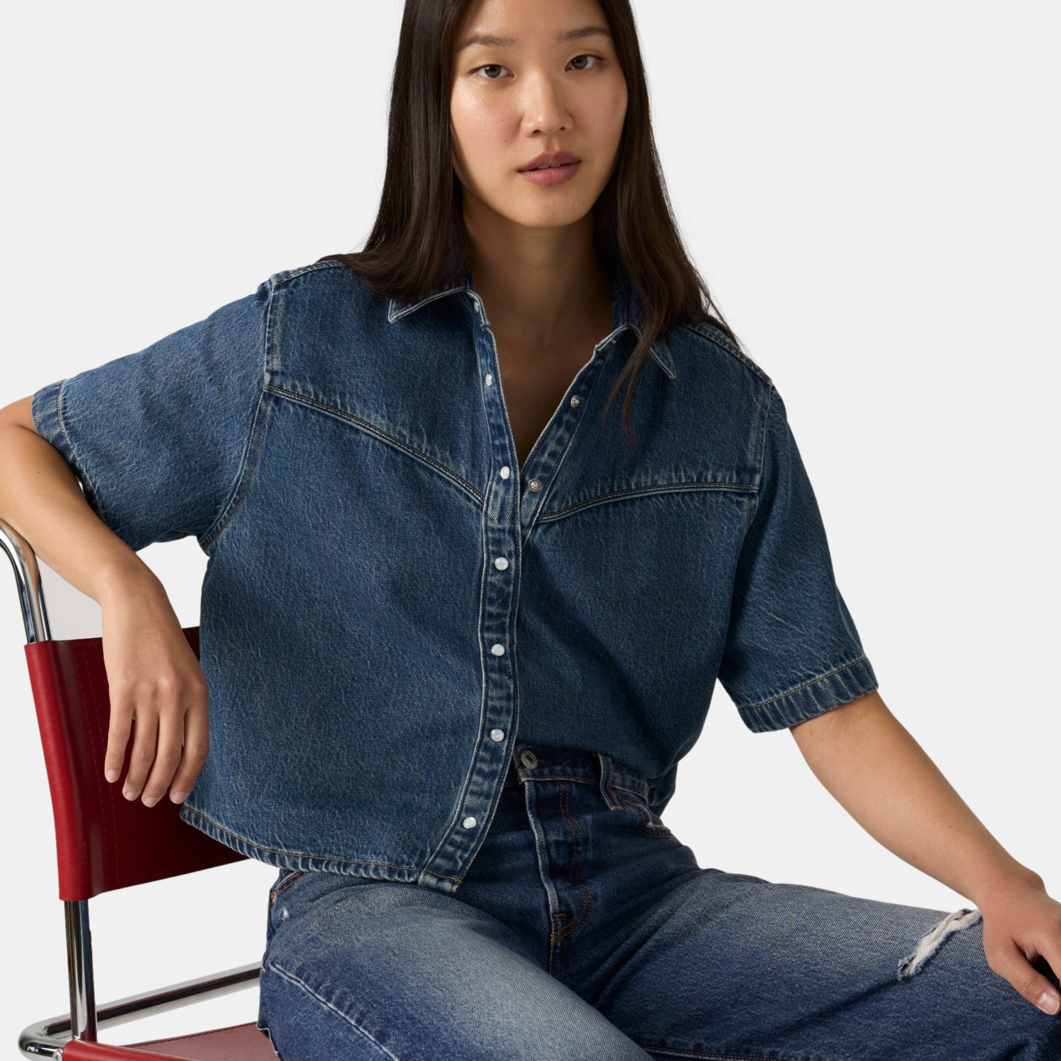 BLUSA MUJER LOGAN DENIM SHIRT AZUL LEVIS 005CR-0003 - 3