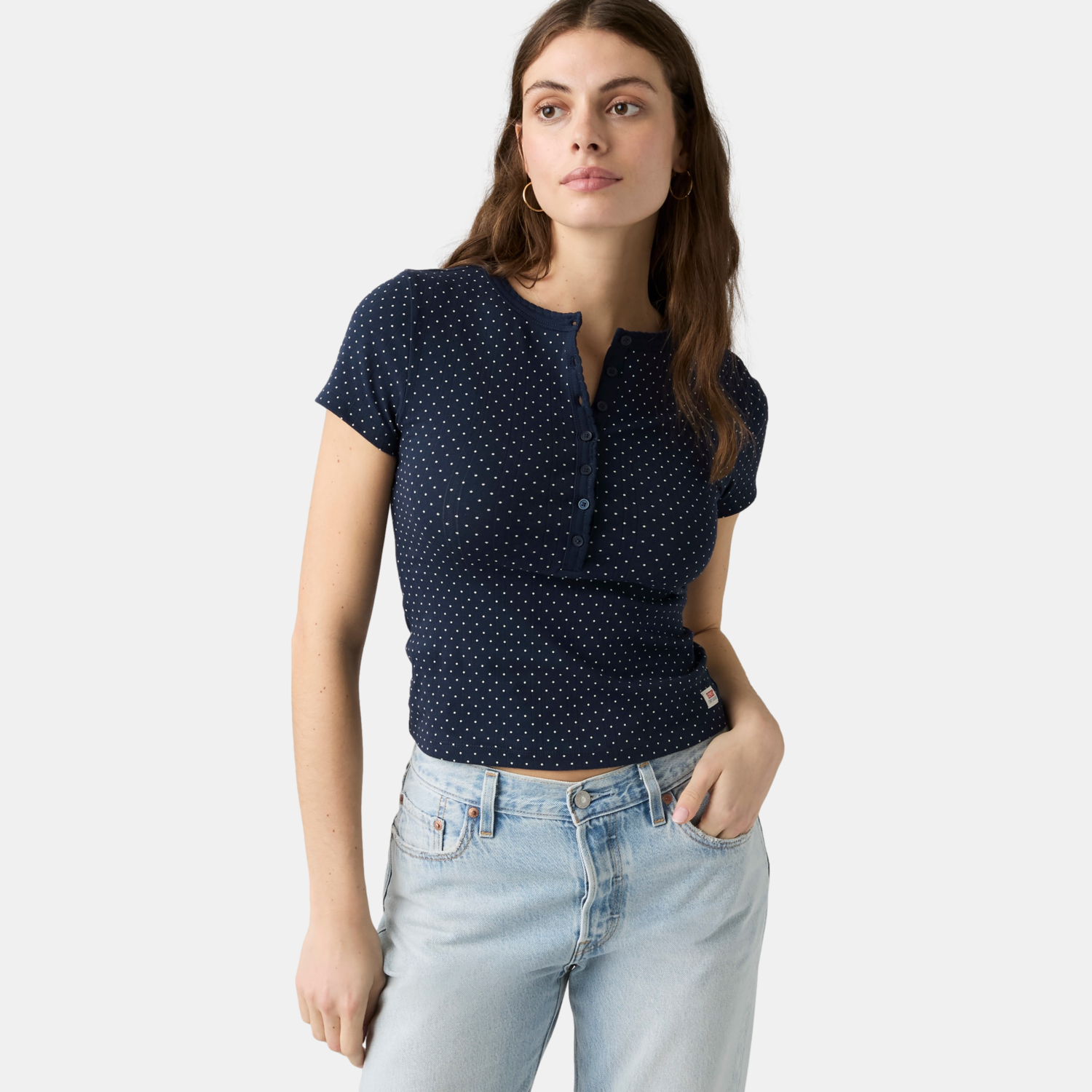 POLO MUJER DRY GOODS POINTELLE HENLEY AZUL LEVIS 0086J-0005 - 3
