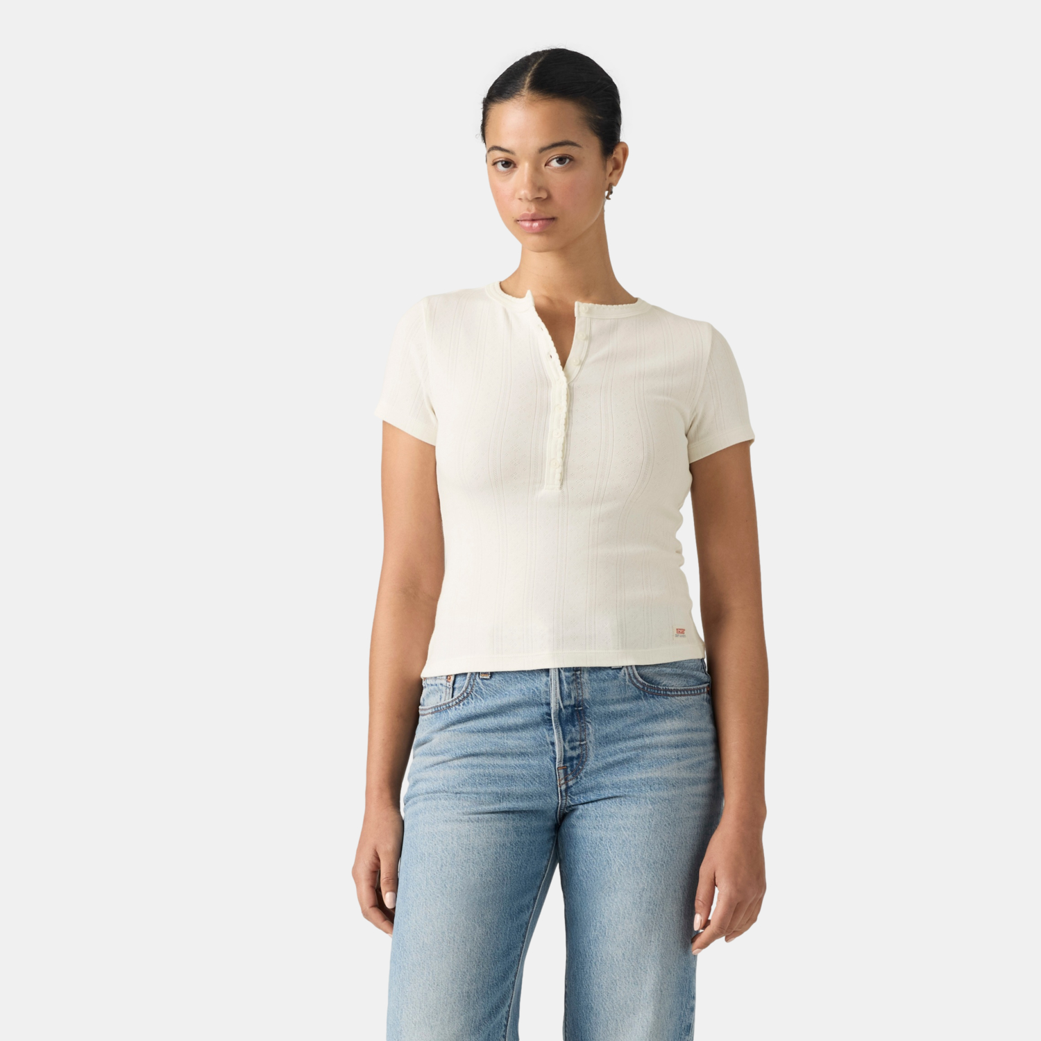POLO MUJER DRY GOODS POINTELLE HENLEY BEIGE LEVIS 0086J-0000 - 1