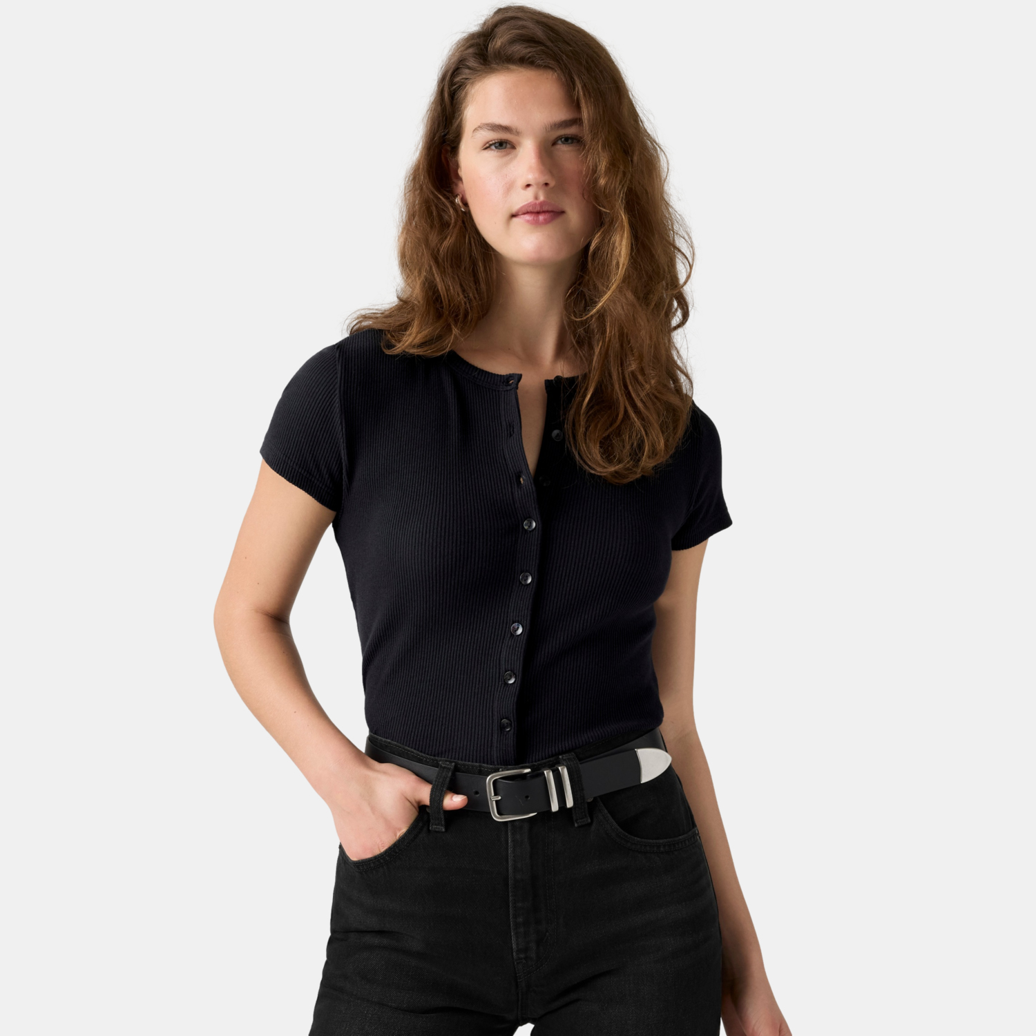 POLO MUJER RORY BUTTON THROUGH NEGRO LEVIS 0086M-0000 - 1