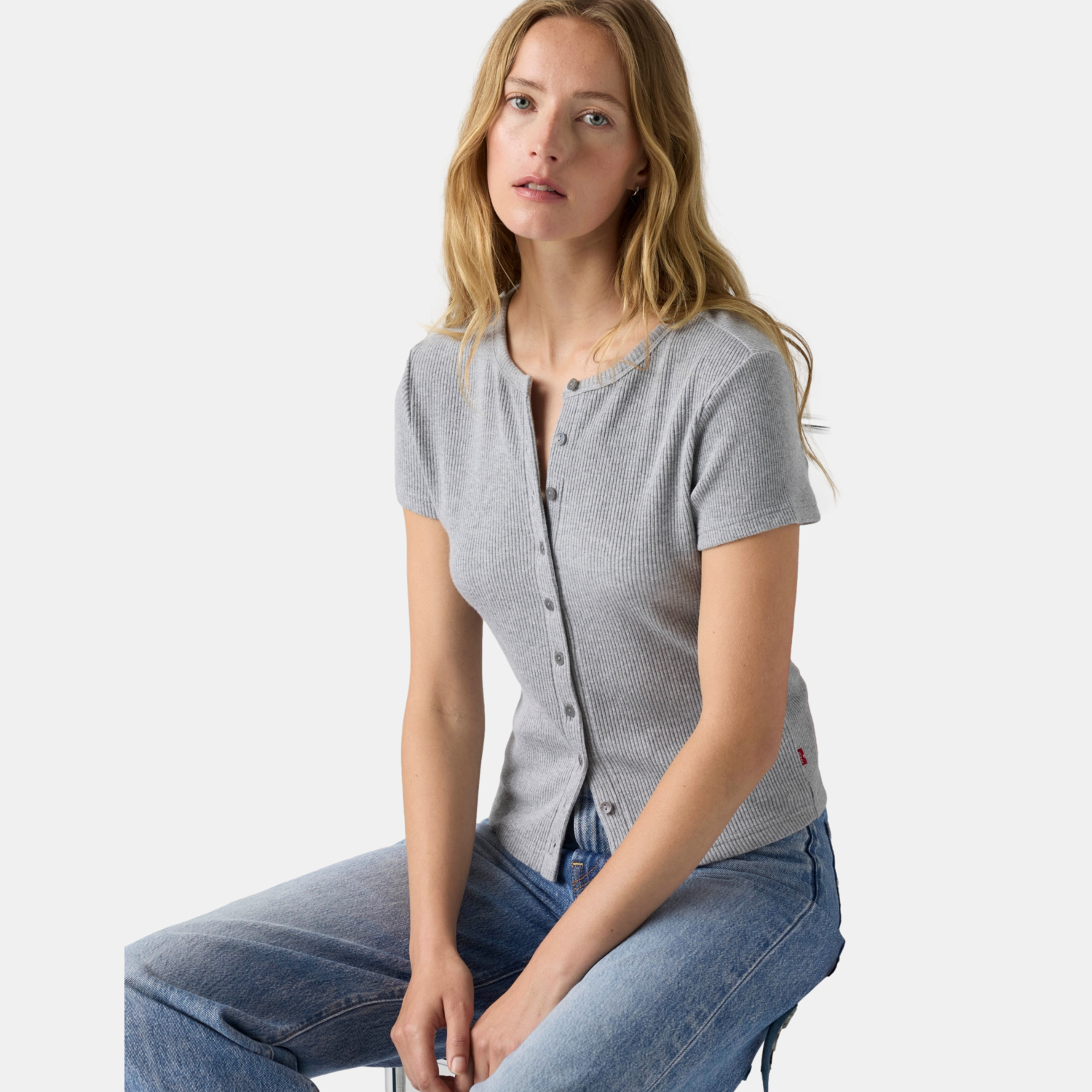 POLO MUJER RORY BUTTON THROUGH GRIS LEVIS 0086M-0005 - 3