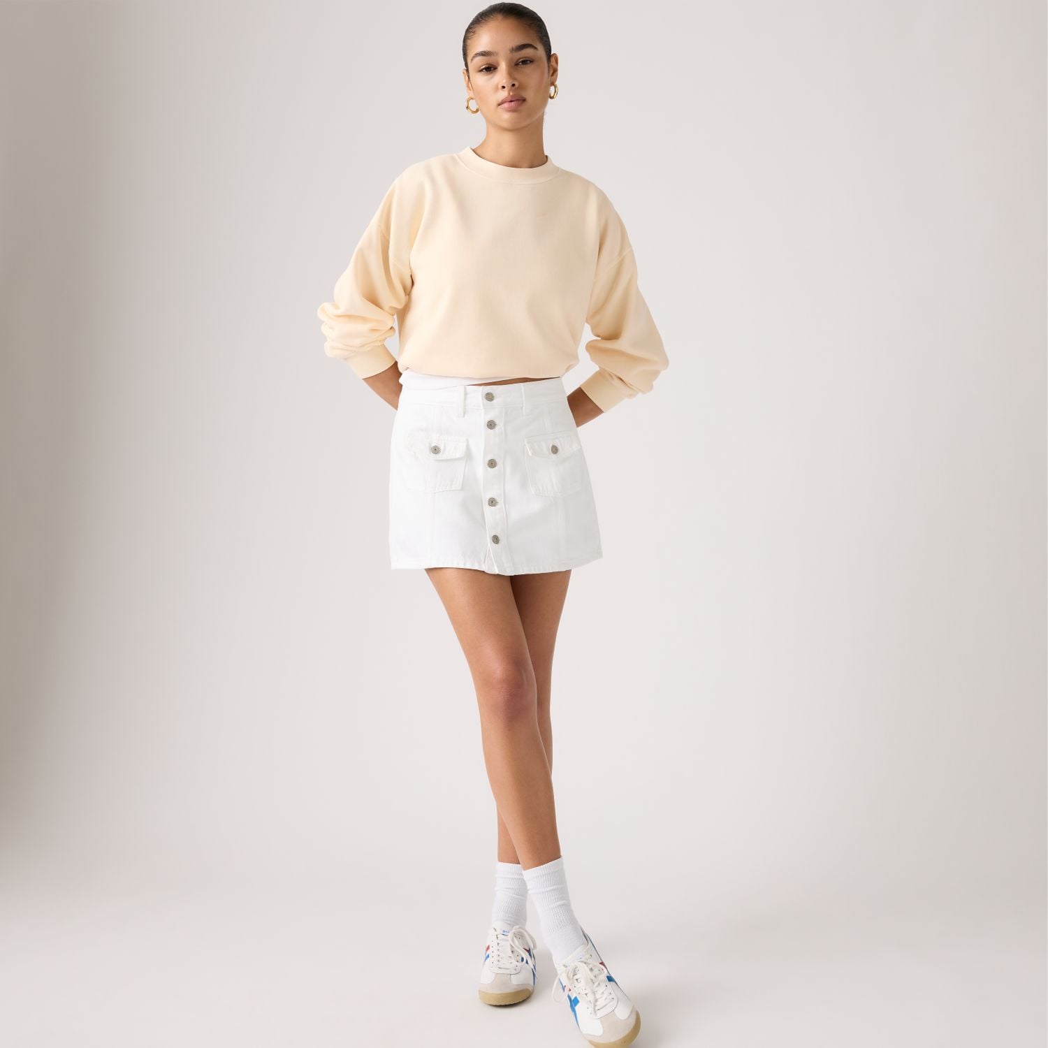 FALDA MUJER BUTTON FRONT SKORT BLANCO LEVIS 005NA-0001 - 4