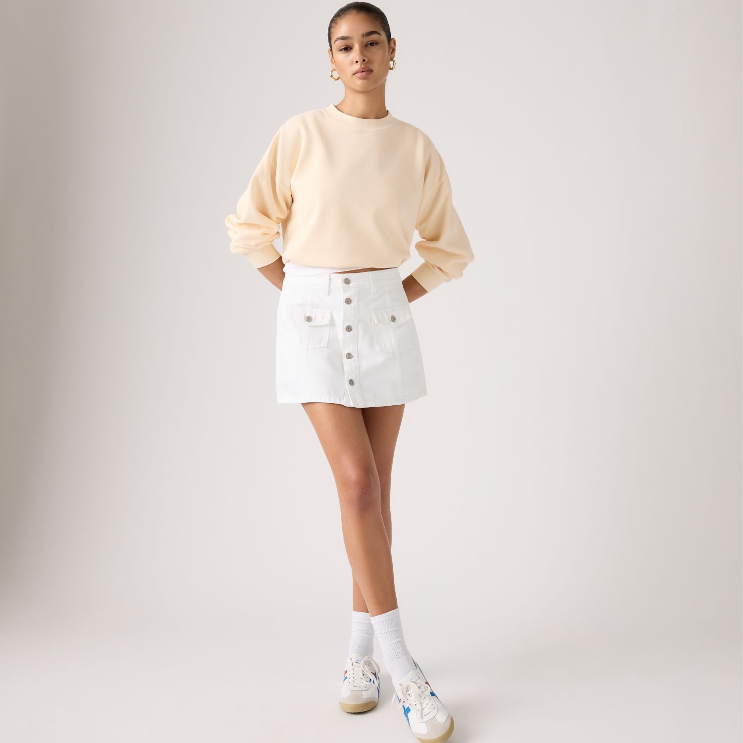 FALDA MUJER BUTTON FRONT SKORT BLANCO LEVIS 005NA-0001 - 4
