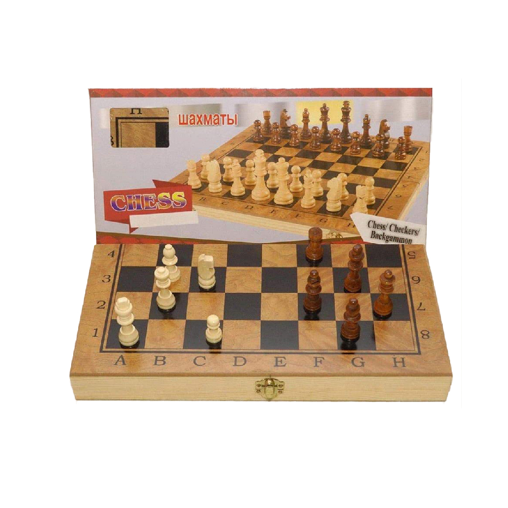JUEGO DE AJEDREZ PEQUEÑO TABLERO Y PIEZAS DE MADERA - 1