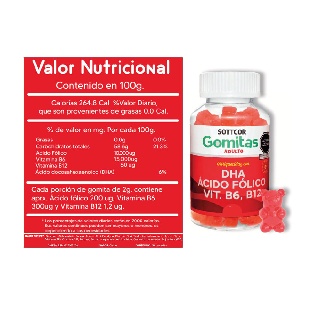 DHA PRENATAL PARA ADULTOS GOMITAS 03 UNIDADES - SOTTCOR - 2