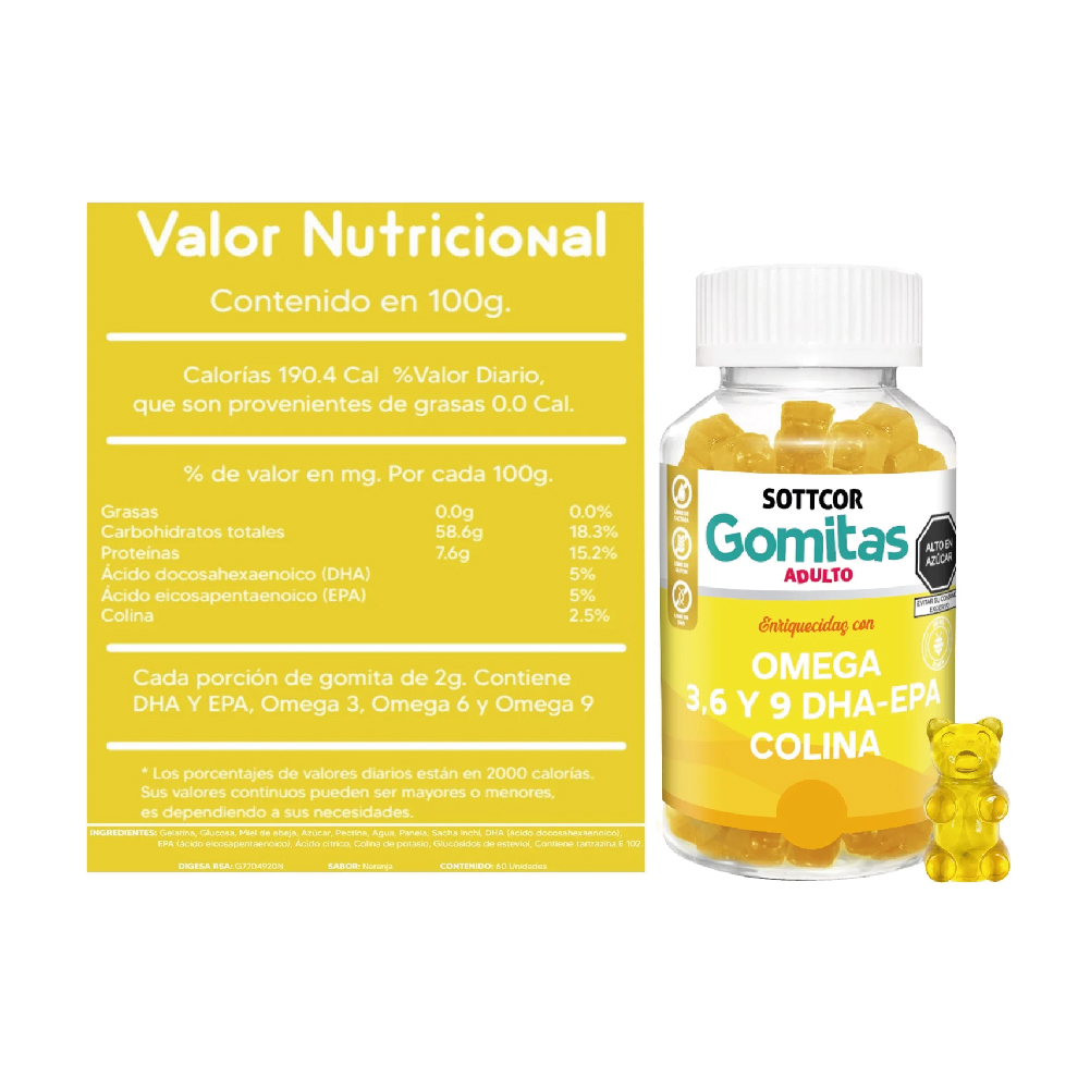 OMEGA PARA ADULTOS GOMITAS SOTTCOR 100GR - 02 UNIDADES - 2