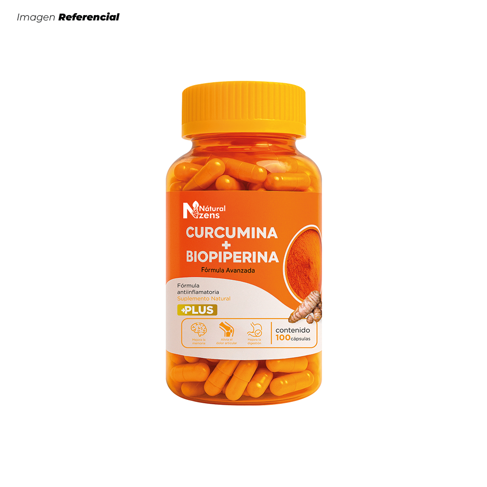 CURCUMINA + BIOPIPERINA PLUS FÓRMULA ANTIINFLAMATORIA 100 CÁPSULAS - 1