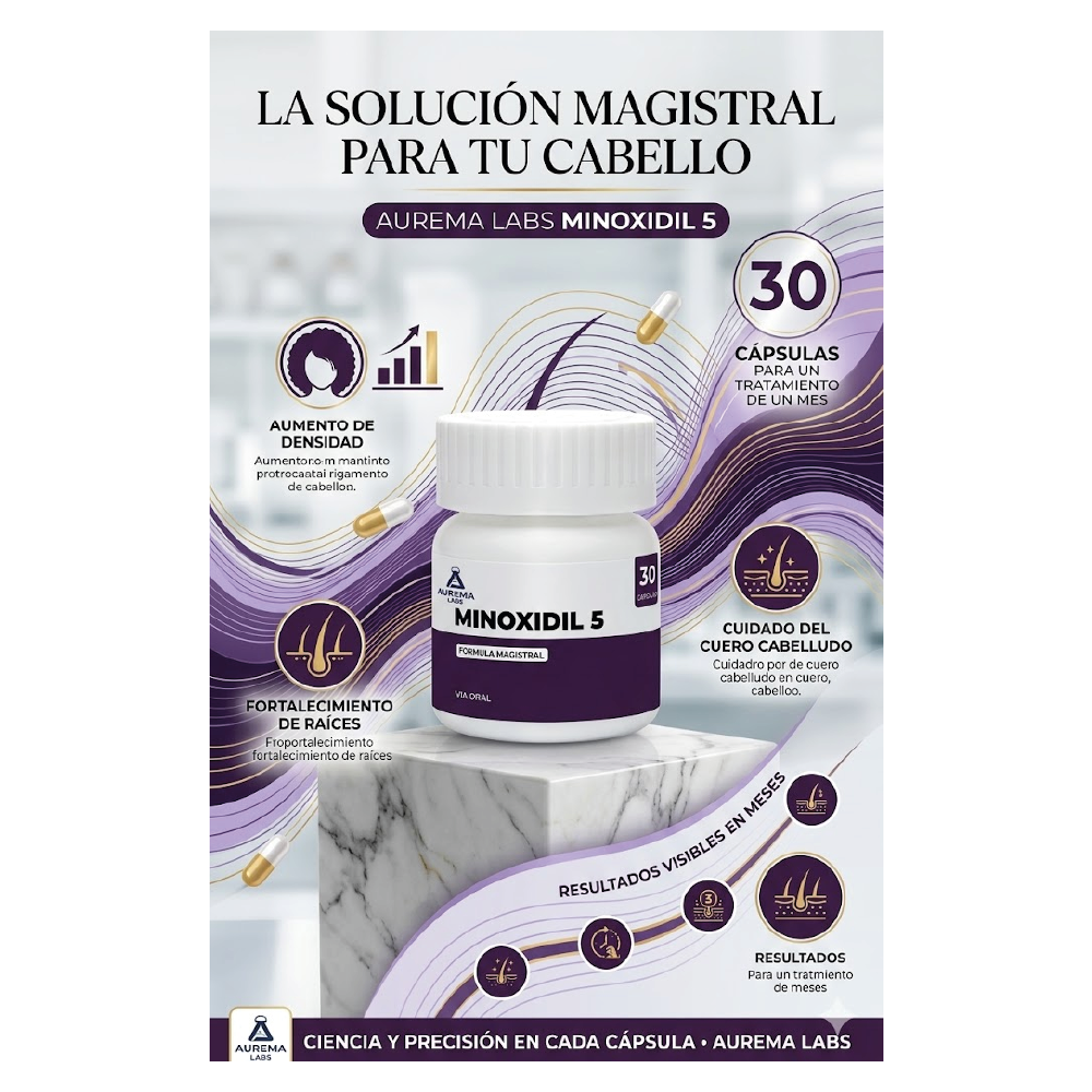 MINOXIDIL 5 PRESENTACIÓN VÍA ORAL CON 30 CAPSULAS PARA EL CABELLO - 2