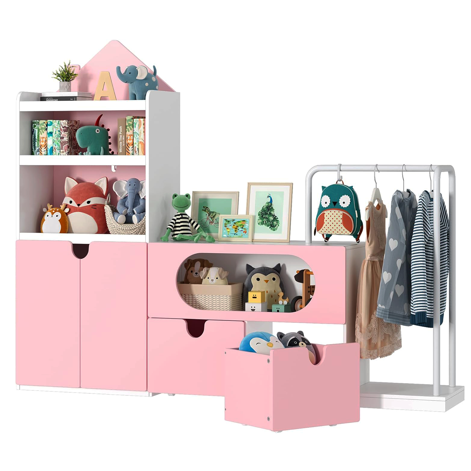 JUGUETERO DIBA MUEBLES ZULEIKA ROSADO BEBÉ CON COLGADOR ROPA INFANTIL - 1