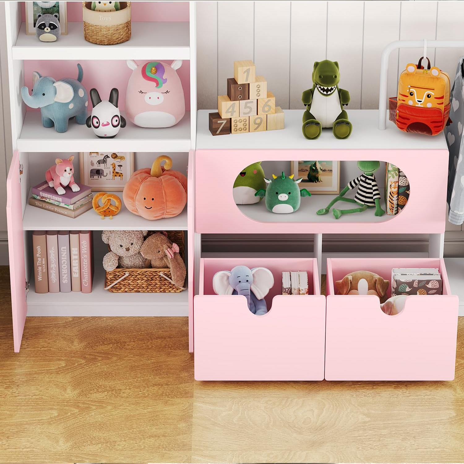 JUGUETERO DIBA MUEBLES ZULEIKA ROSADO BEBÉ CON COLGADOR ROPA INFANTIL - 2