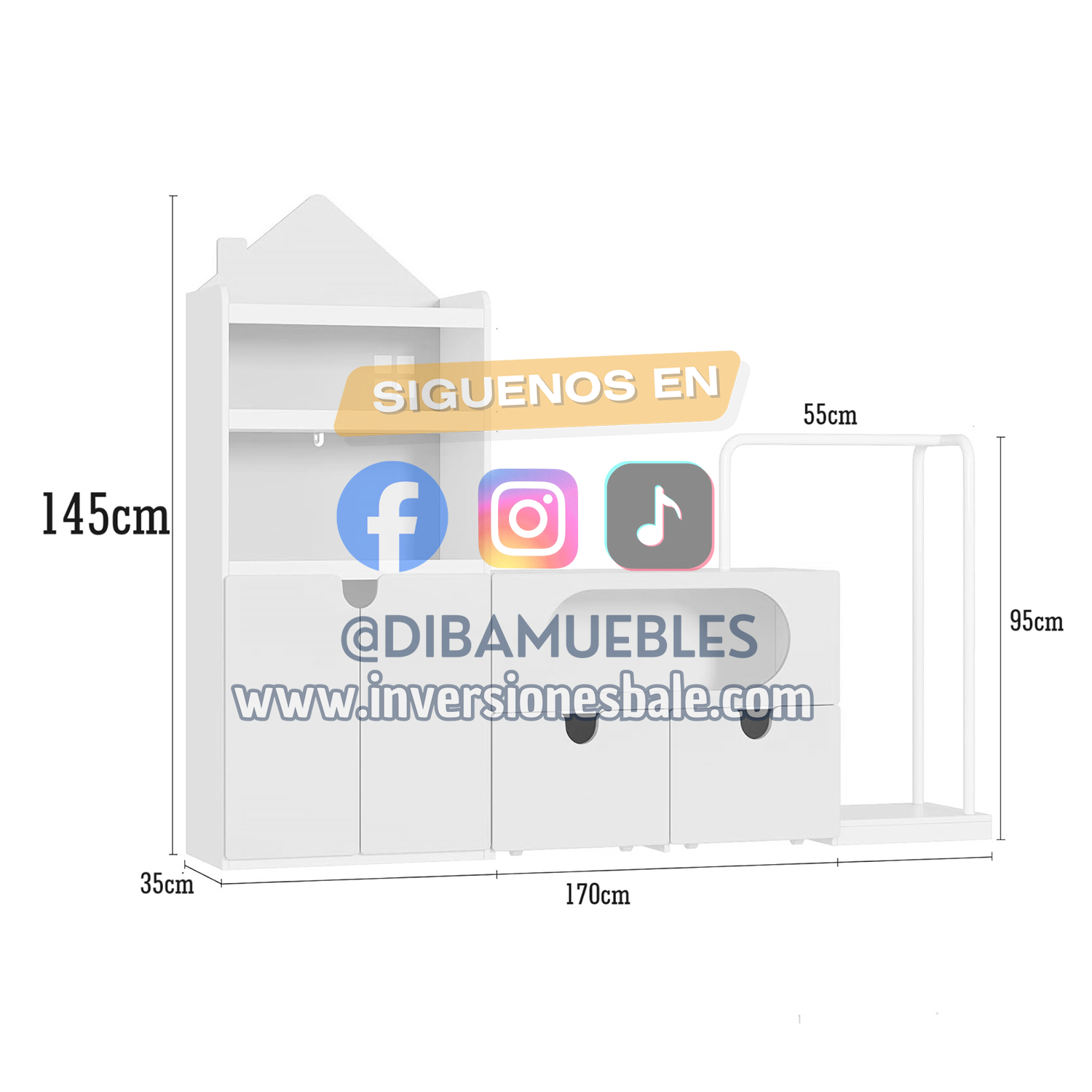 JUGUETERO DIBA MUEBLES ZULEIKA ROSADO BEBÉ CON COLGADOR ROPA INFANTIL - 4