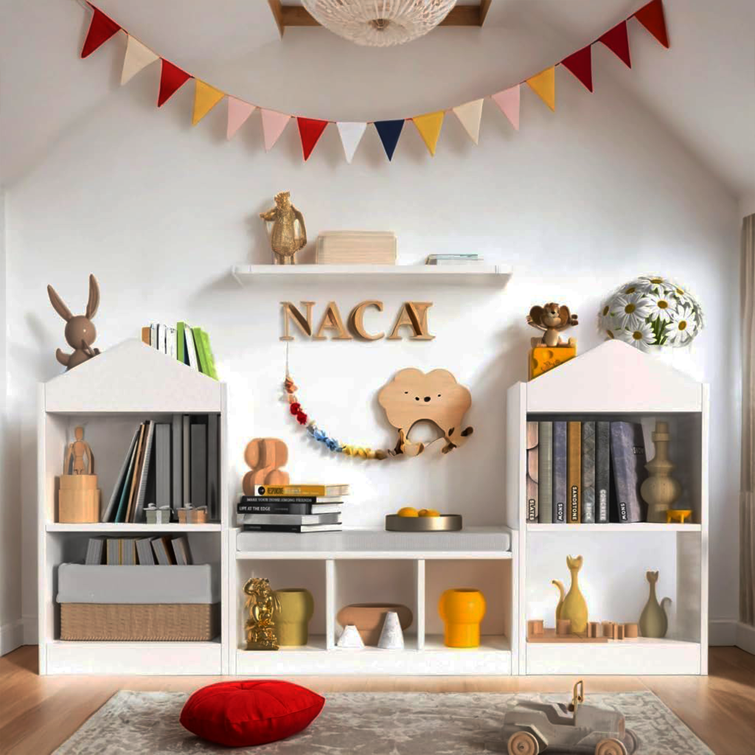 ESTANTE INFANTIL DIBA MUEBLES COSMO BLANCO CON ASIENTO - 1