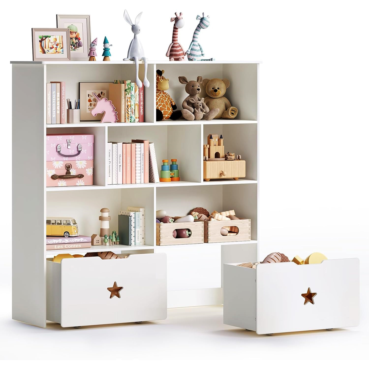 LIBRERO DIBA MUEBLES WAYNU BLANCO INFANTIL CON 2CJ - 1