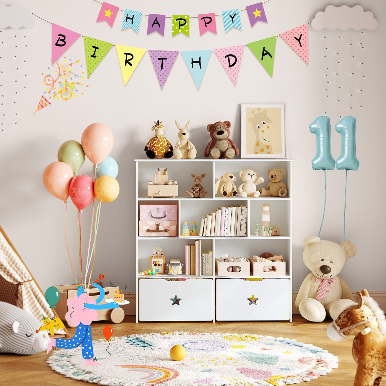 LIBRERO DIBA MUEBLES WAYNU BLANCO INFANTIL CON 2CJ - 2