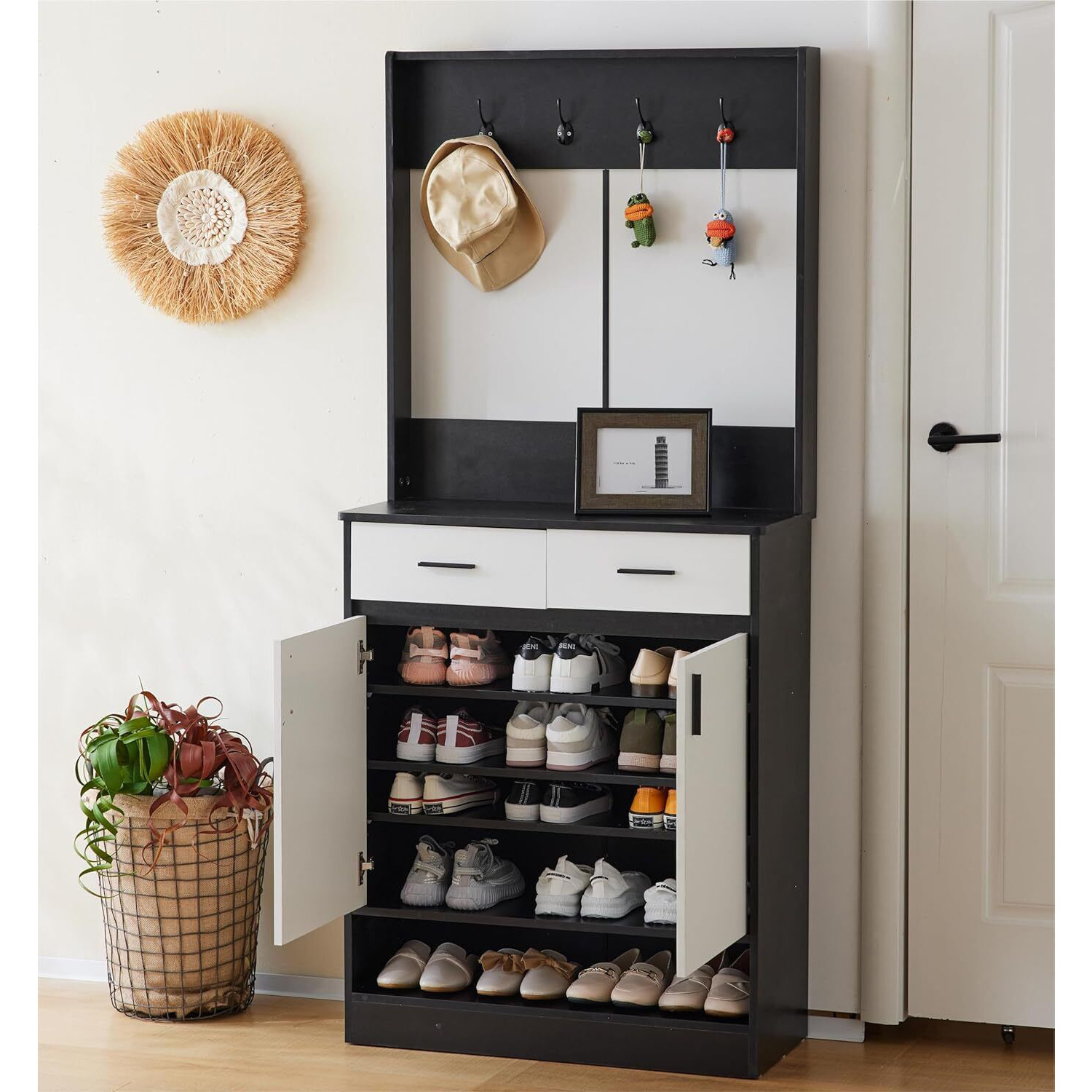 MUEBLE RECIBIDOR ZAPATERA CON PERCHERO MAGGIE - DIBA MUEBLES - 2