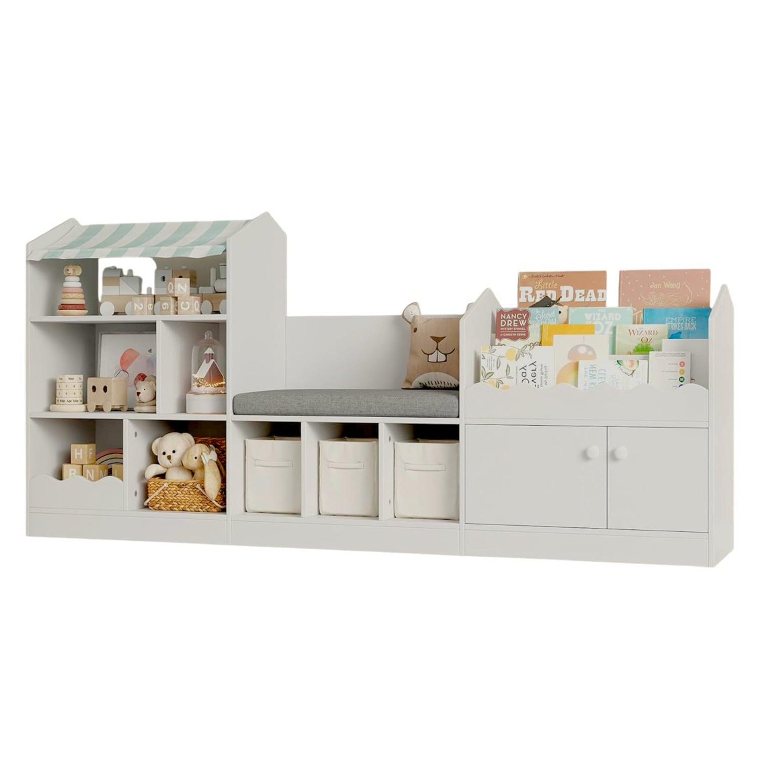 ESTANTE INFANTIL MULTIFUNCIONAL CON ASIENTO RAKELA - DIBA MUEBLES - 1