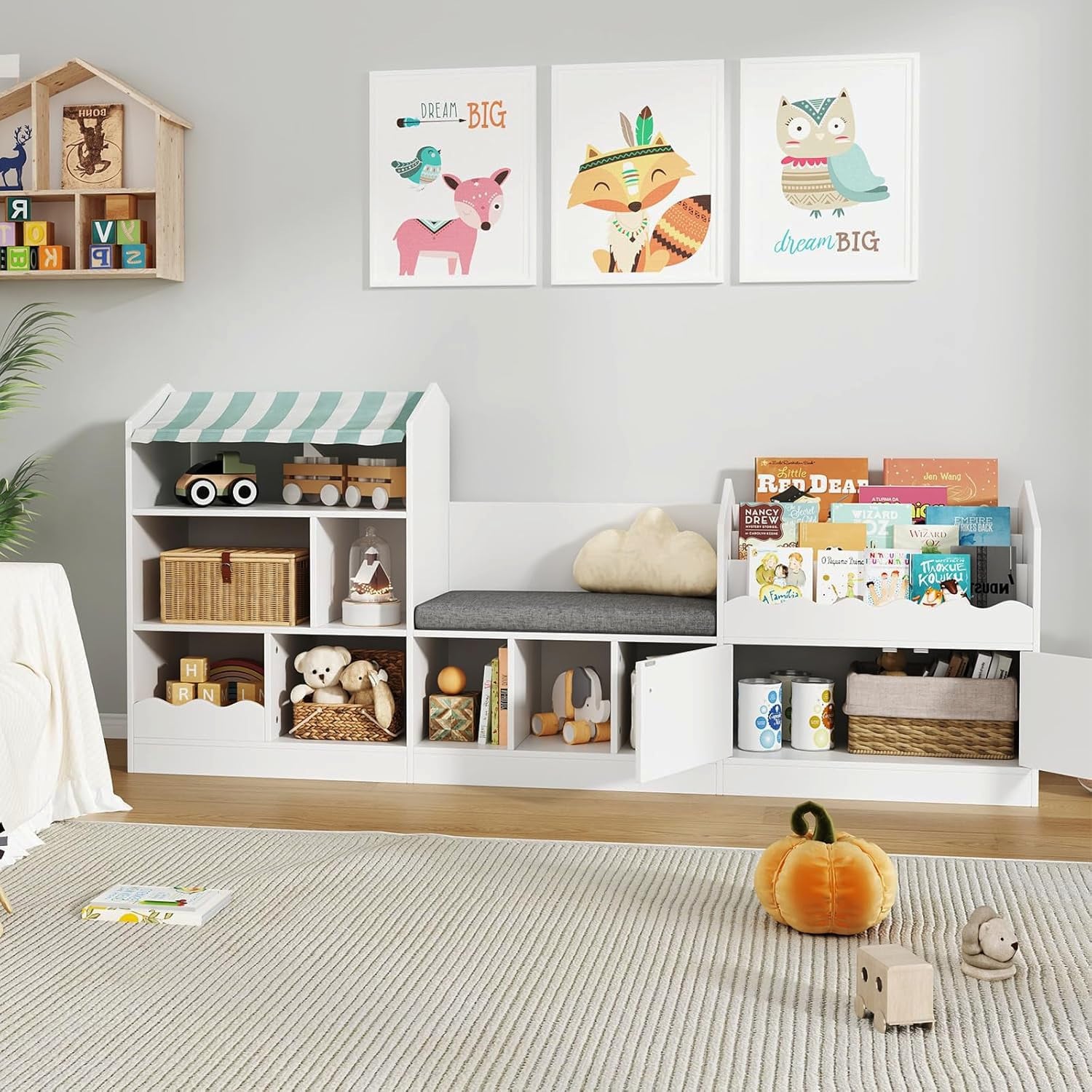 ESTANTE INFANTIL MULTIFUNCIONAL CON ASIENTO RAKELA - DIBA MUEBLES - 4
