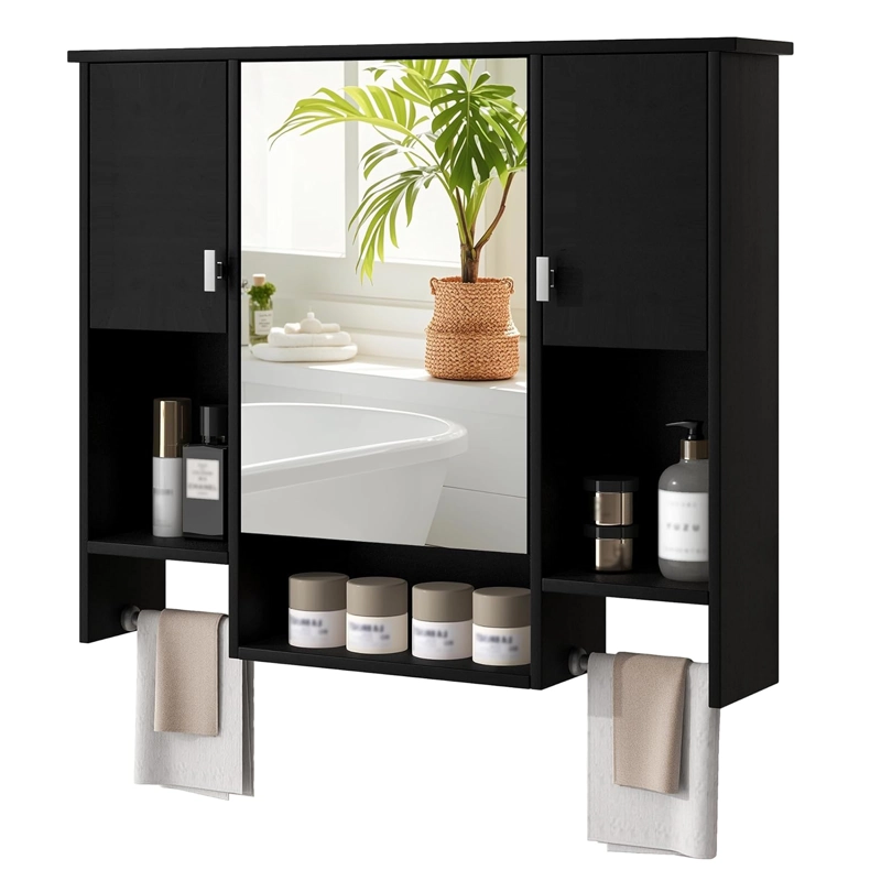 BOTIQUIN DE BAÑO CON ESPEJO MISTY NEGRO DIBA MUEBLES - 1