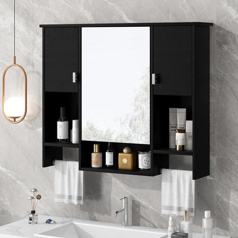 BOTIQUIN DE BAÑO CON ESPEJO MISTY NEGRO DIBA MUEBLES - 2