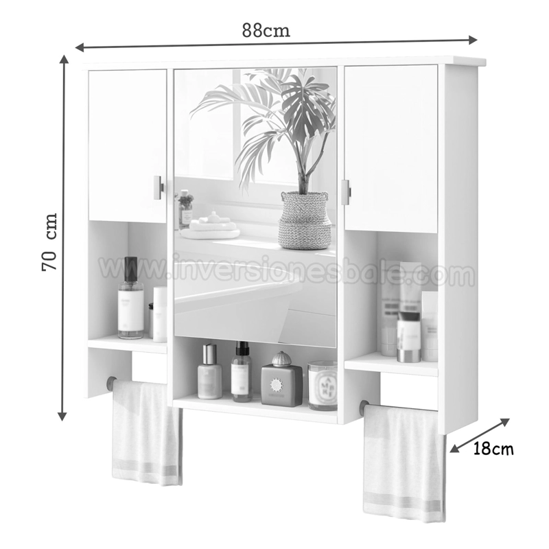 BOTIQUIN DE BAÑO CON ESPEJO MISTY NEGRO DIBA MUEBLES - 4