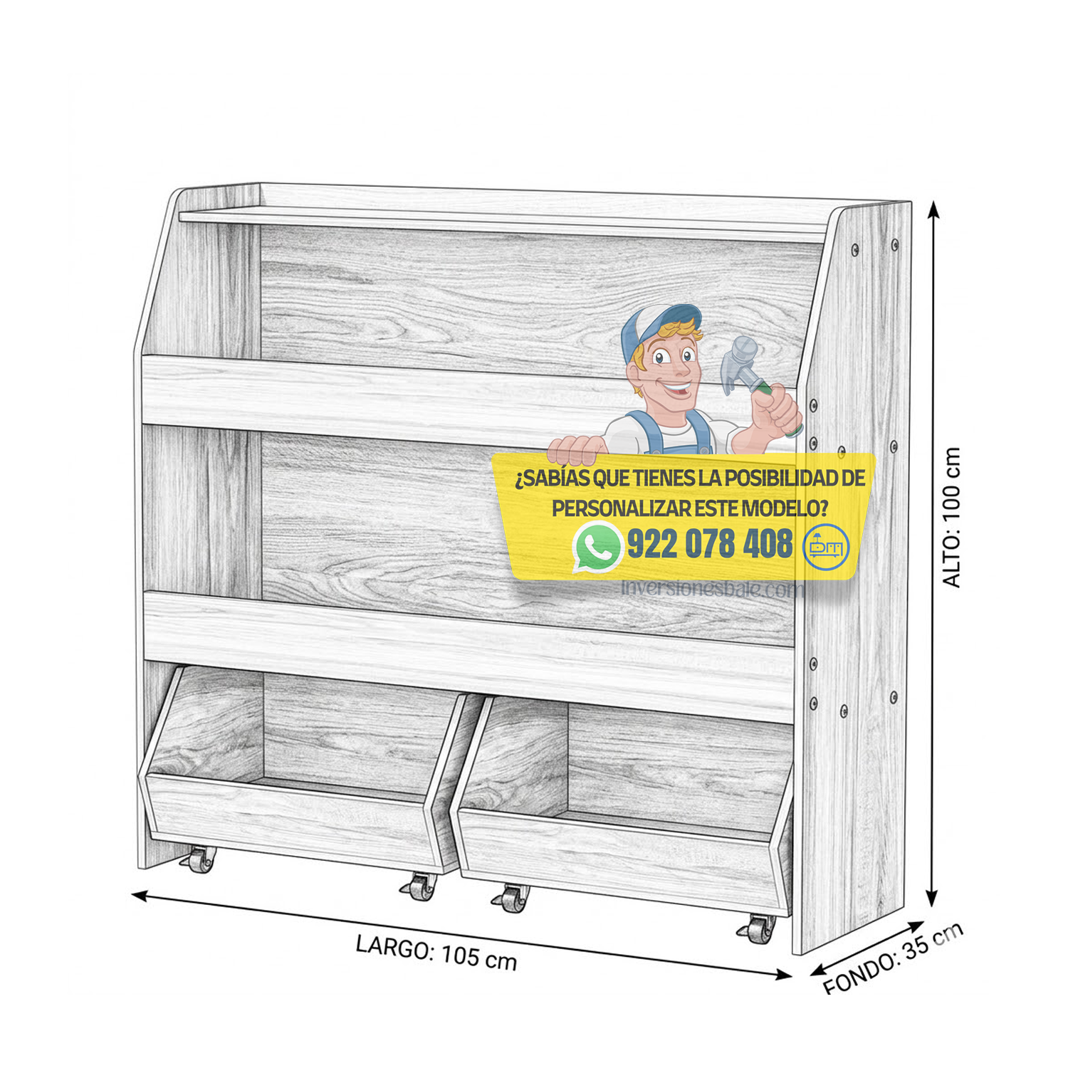 LIBRERO ORGANIZADOR INFANTIL PETY DUNA ARMADO - DIBA MUEBLES - 3