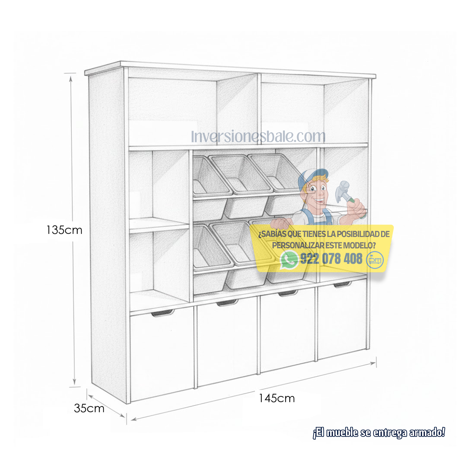 ESTANTE JUGUETERO SHULA CON CESTOS ARMADO - DIBA MUEBLES - 3