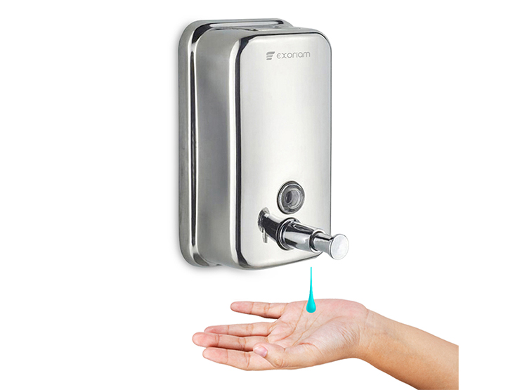 DISPENSADOR JABON EXORIAM INOXIDABLE ACERO 500 ML - 1